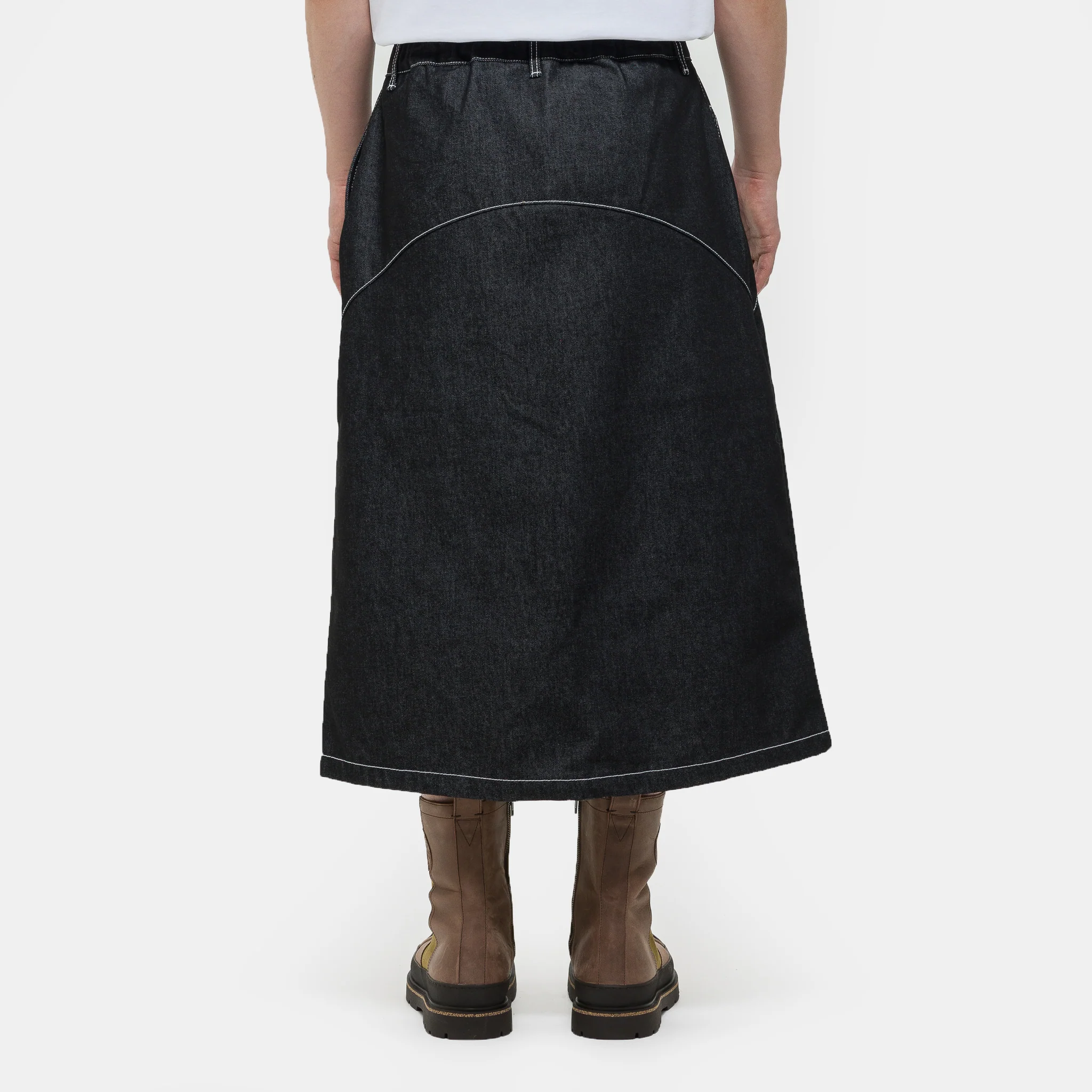 Raw Denim In-Stitch Skirt in Black - Image 3