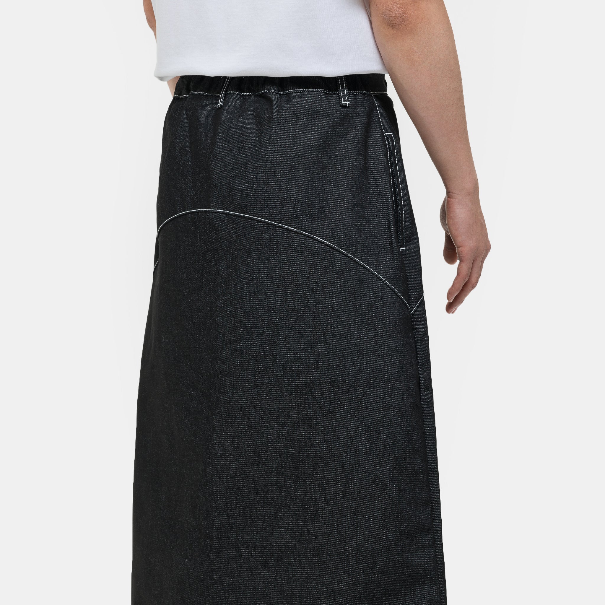 Raw Denim In-Stitch Skirt in Black - Image 5