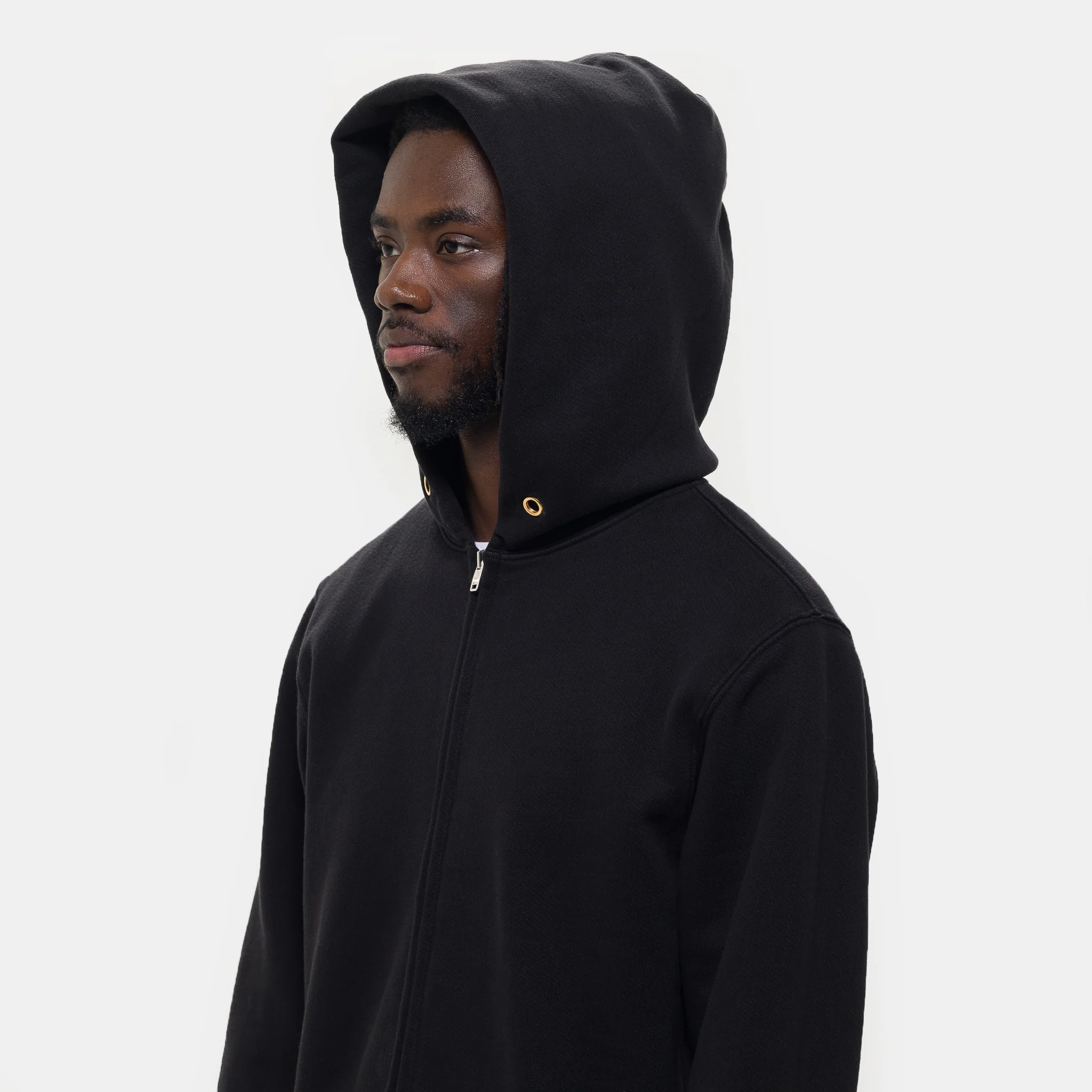 Raw Zip Hoodie in Jet Black - Image 4