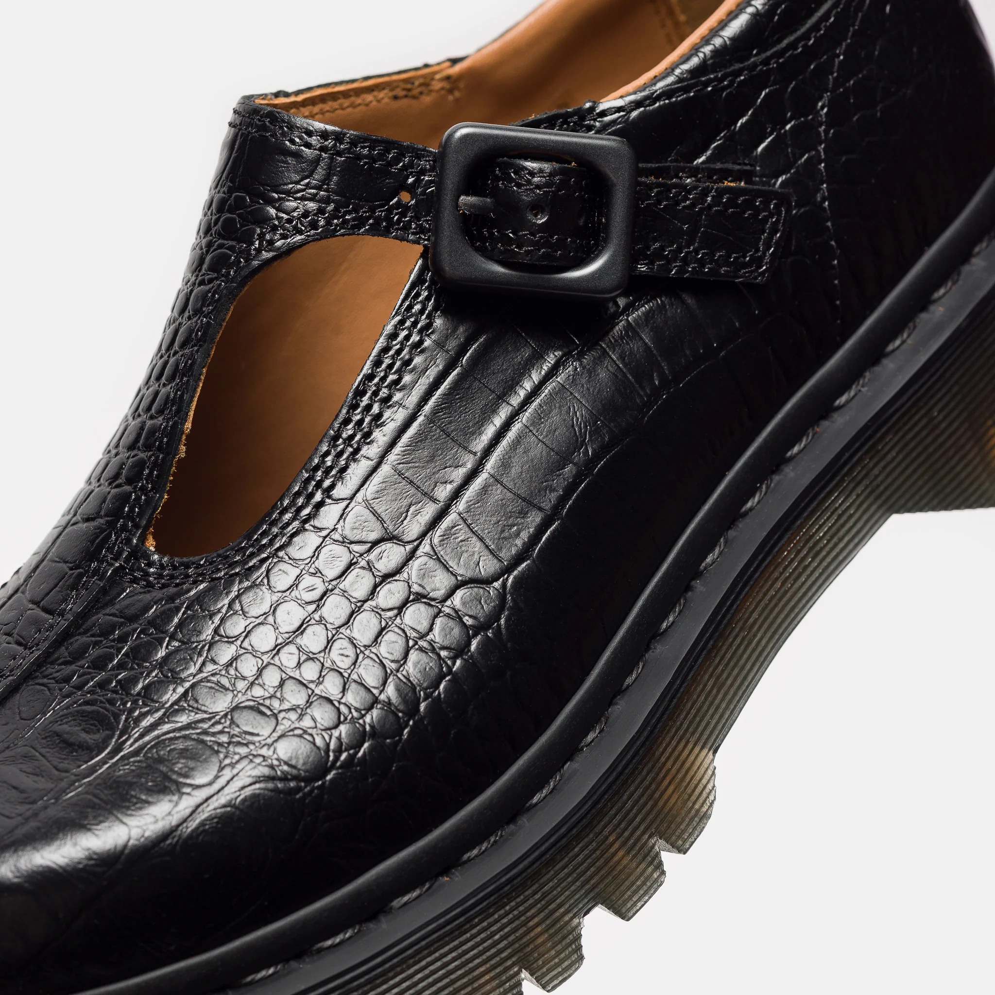 Rejena Mary Jane Croc Emboss Shoe in Black - Image 5
