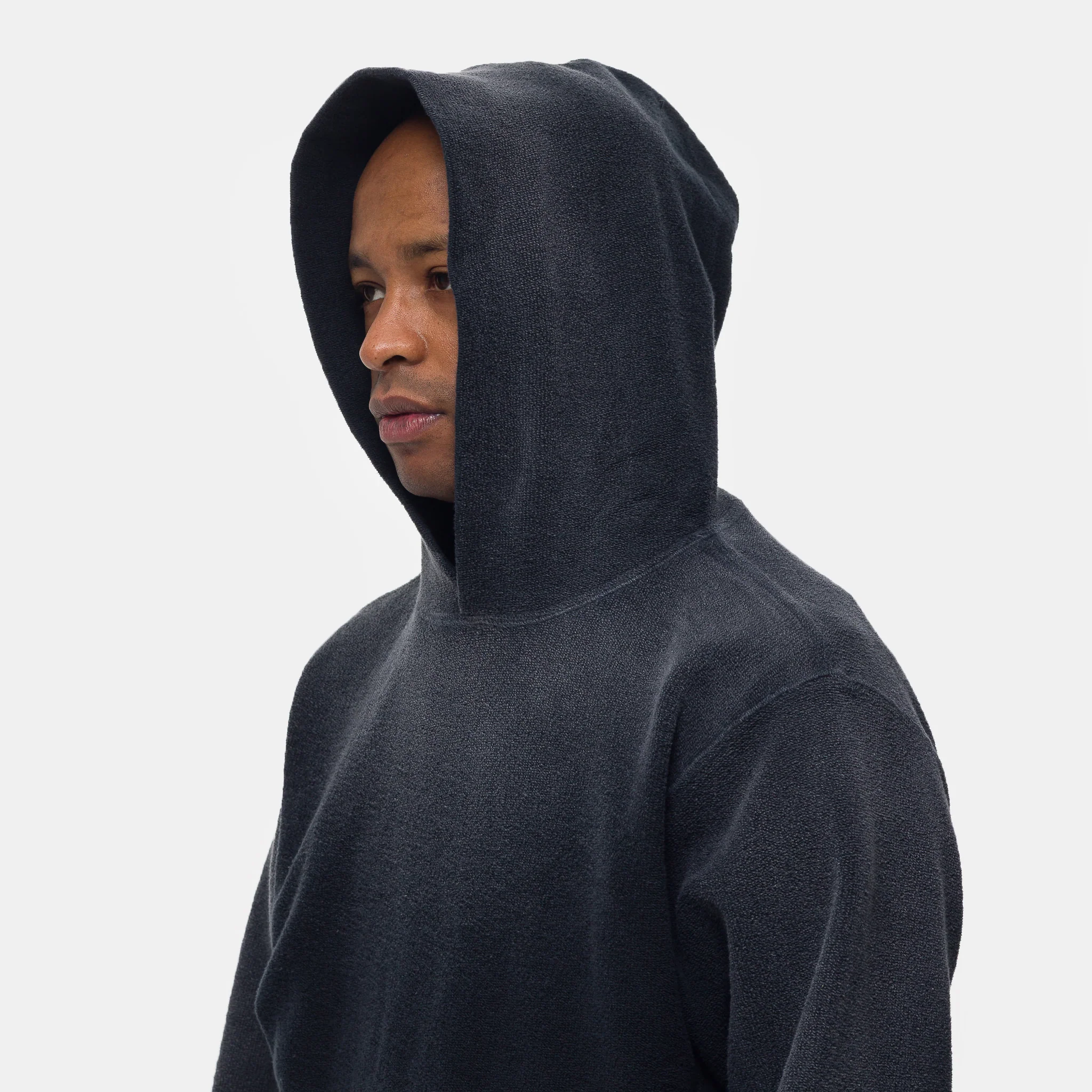 Reverse French Terry Hoodie in Black - Image 4