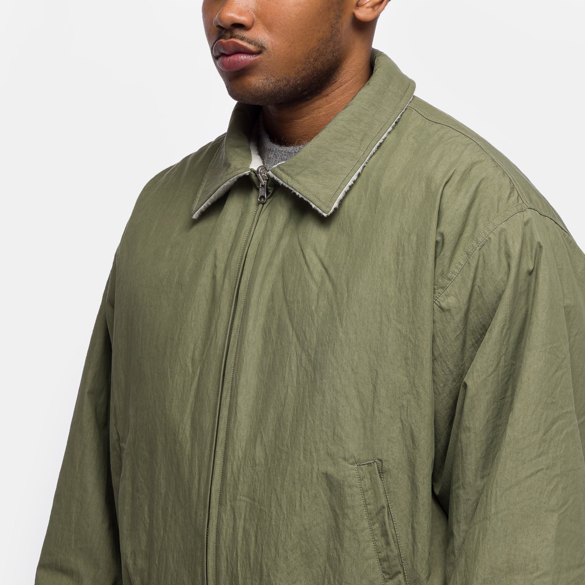 Reversible Bomber Jacket in Khaki - Image 4