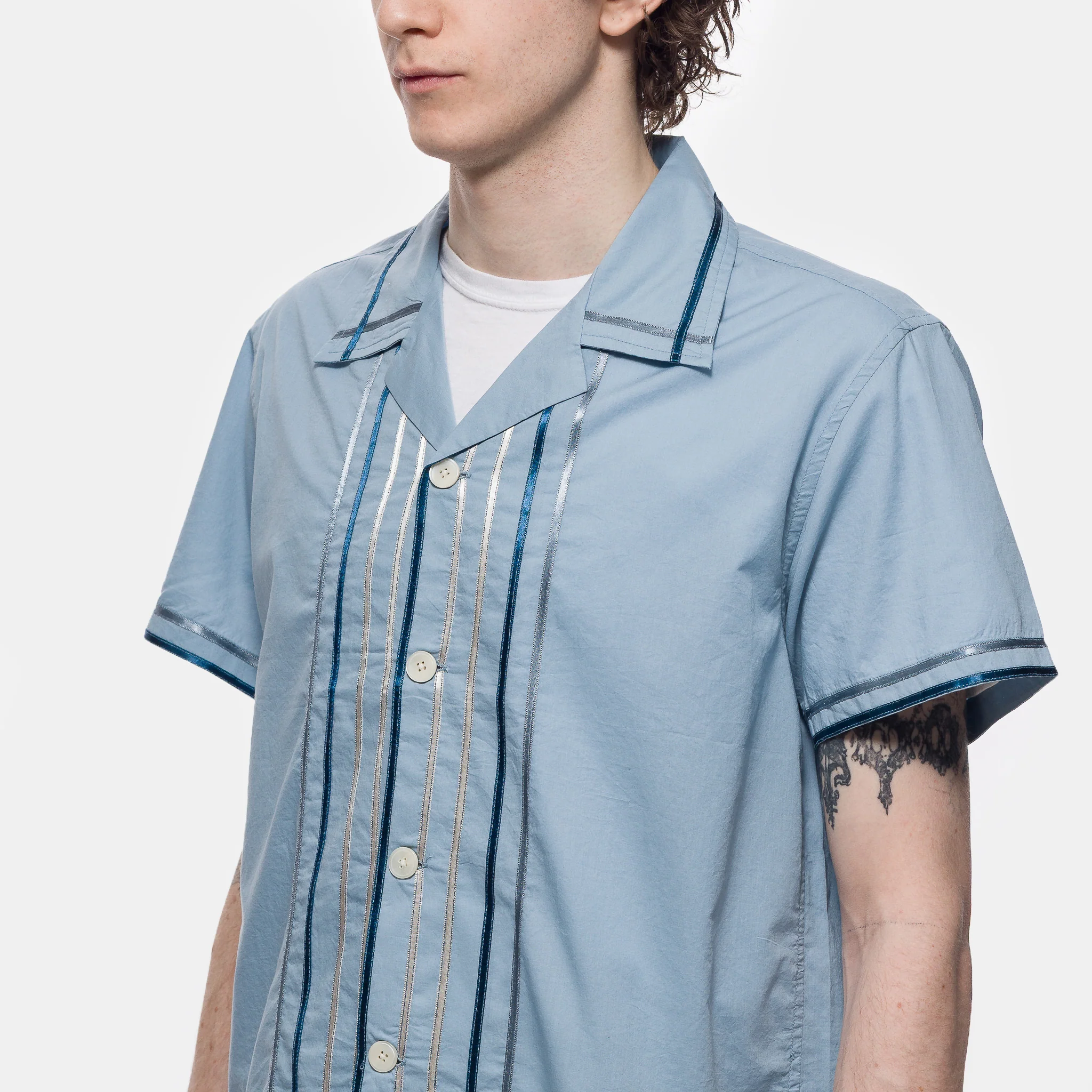 Ribbon Plaid Short Sleeve Shirt in Blue Multi - Image 3