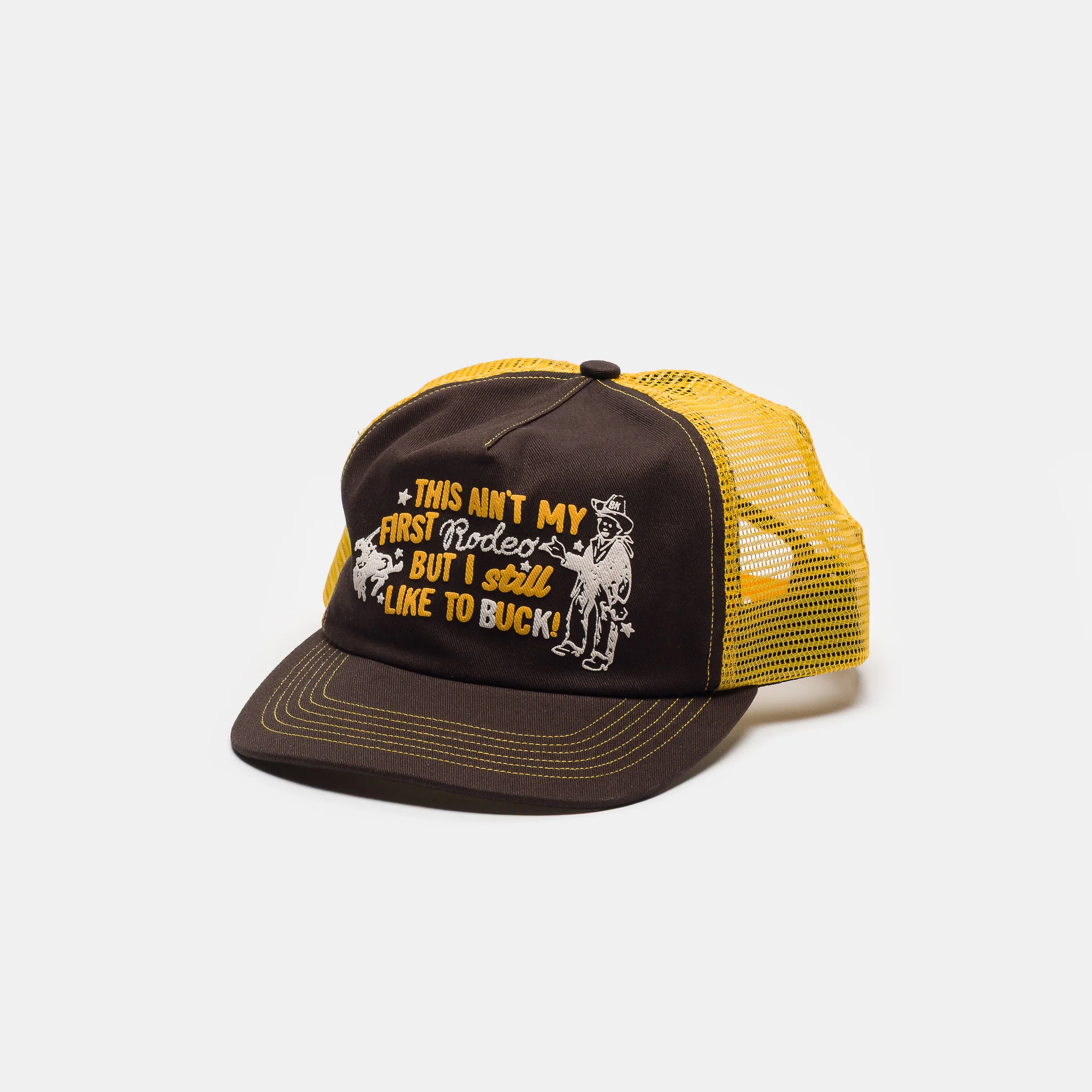 Rodeo Mesh Trucker Hat in Espresso/Gold - Image 4