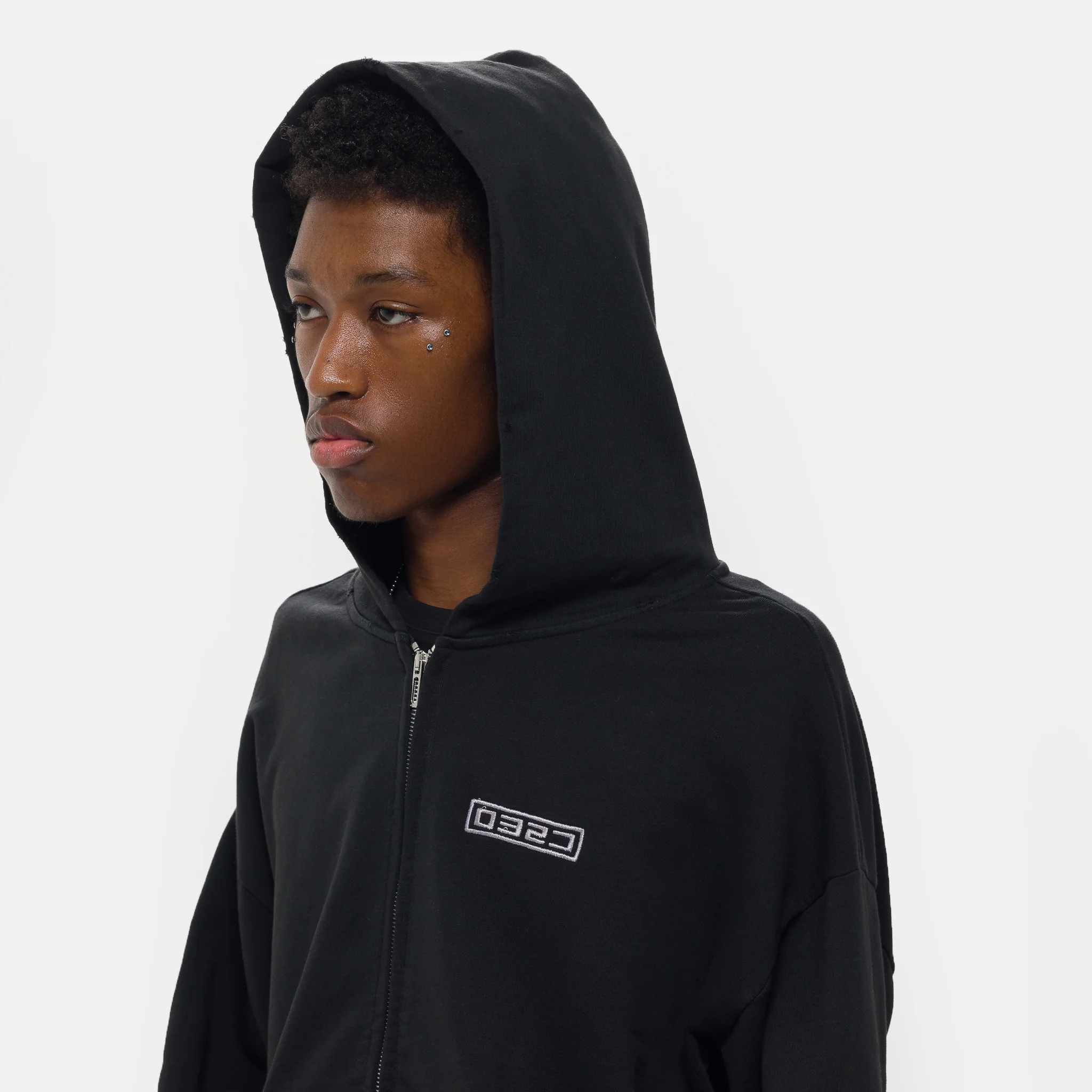 Routine Zip Hoodie in Faded Black - Image 4