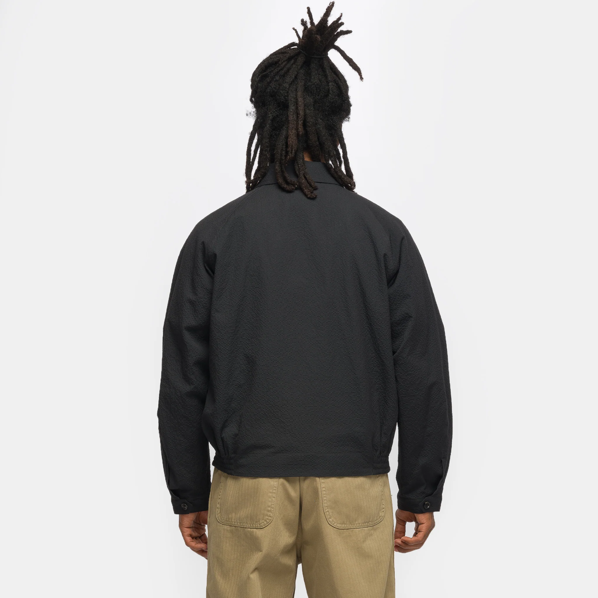Seersucker Coach Jacket in Dark Navy - Image 3