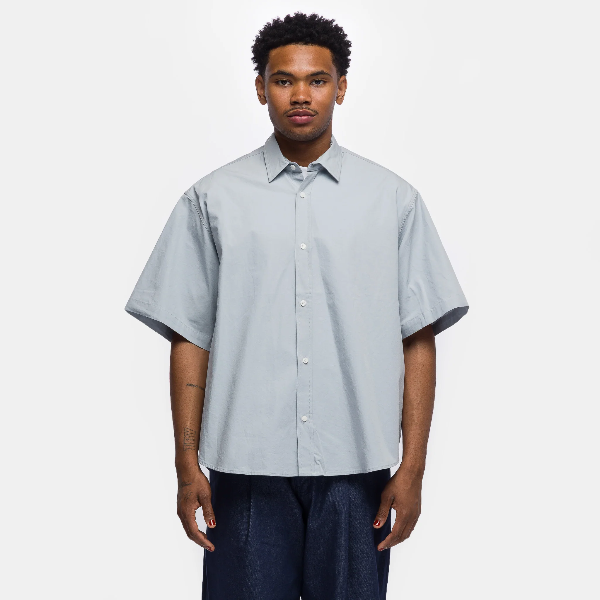 Shortsleeve Wide Shirt in Light Blue