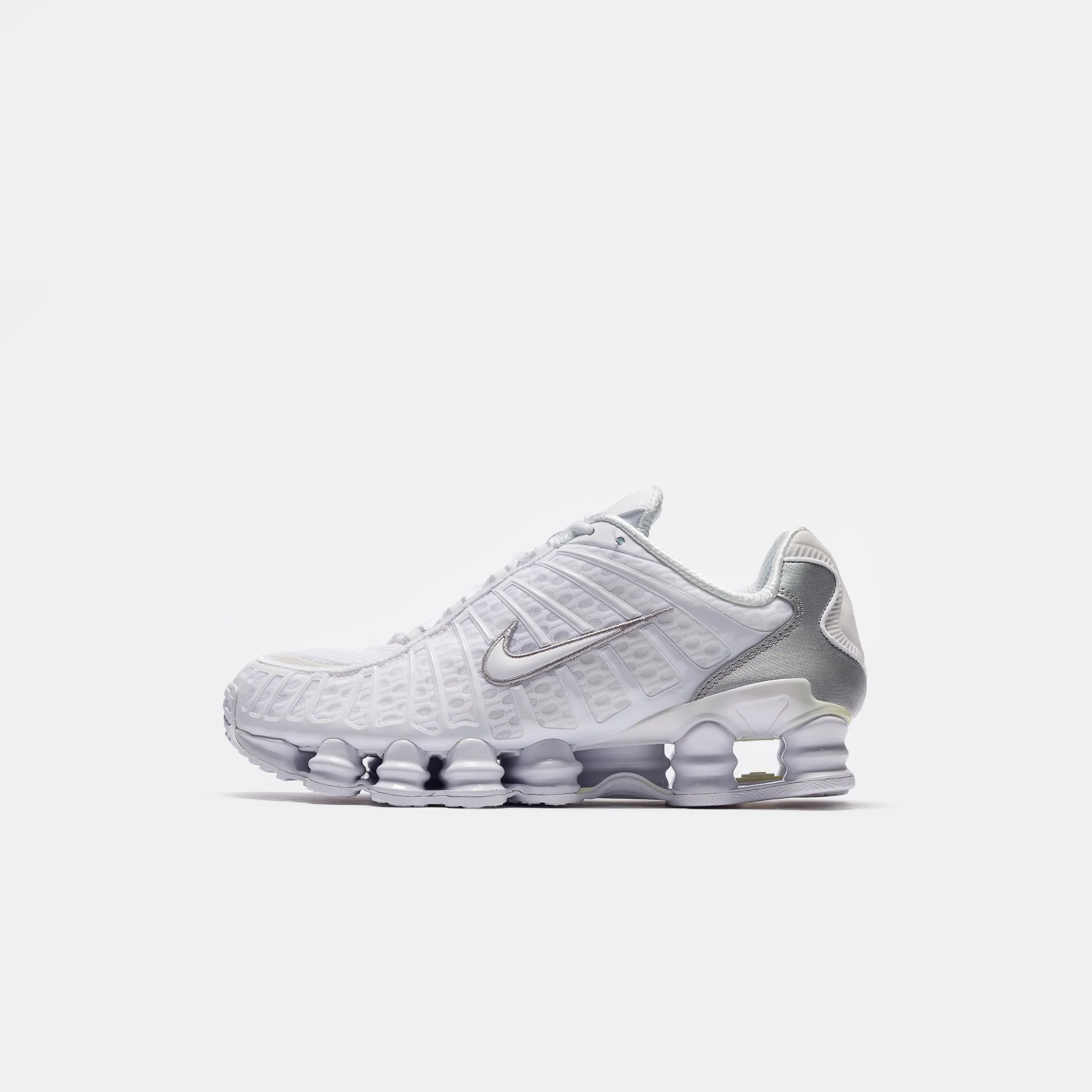 Shox TL Sneaker in White/White/Metallic Silver