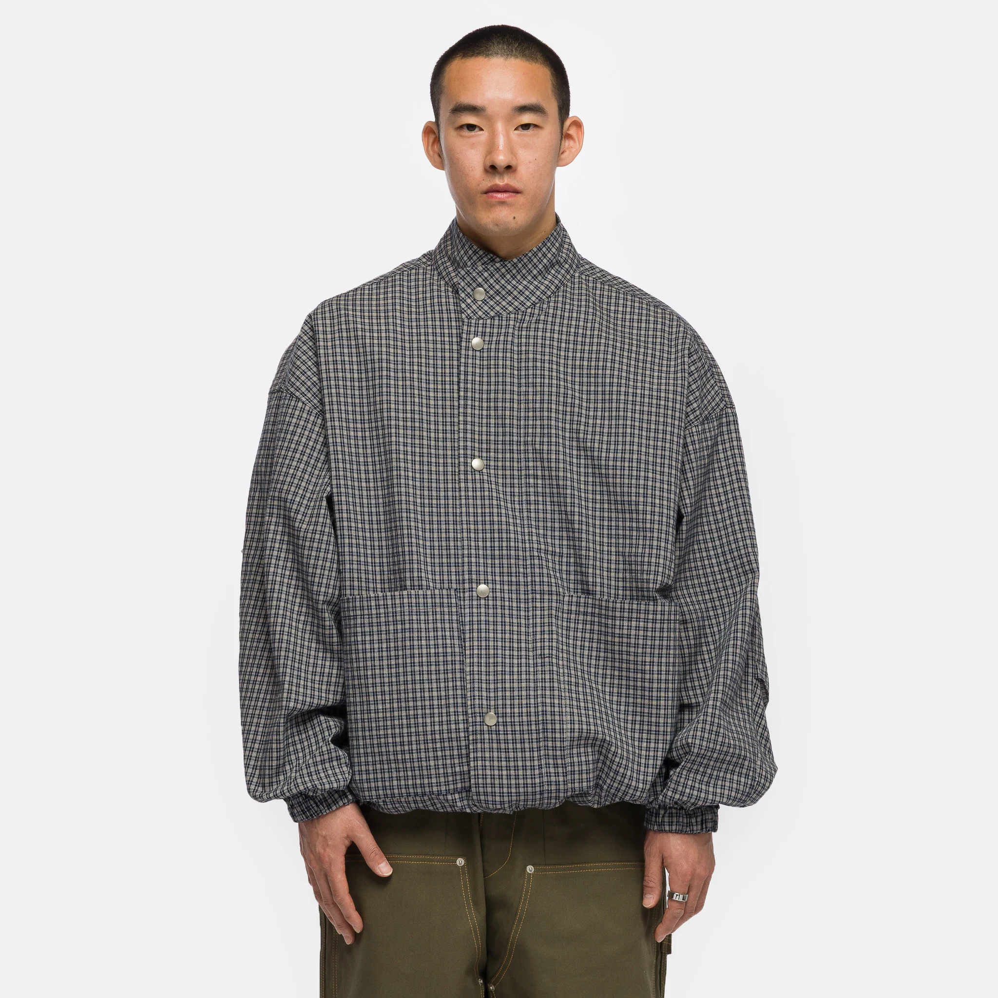 Side Pocket Light Jacket in Blue Checkered