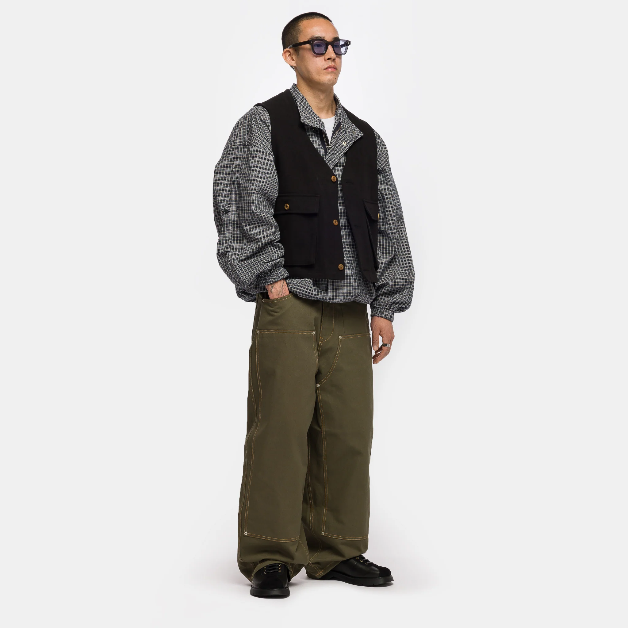 Side Pocket Light Jacket in Blue Checkered - Image 2