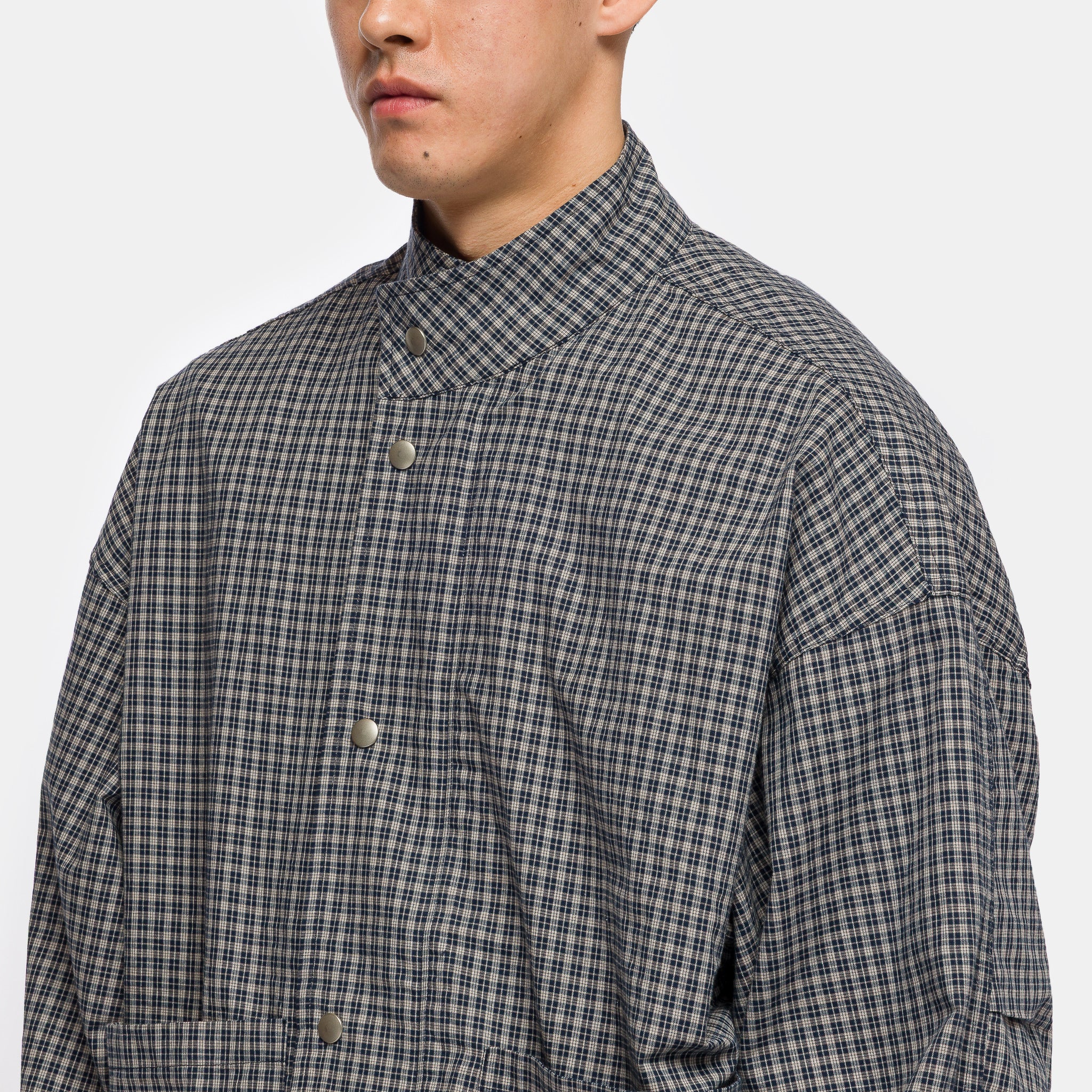 Side Pocket Light Jacket in Blue Checkered - Image 4