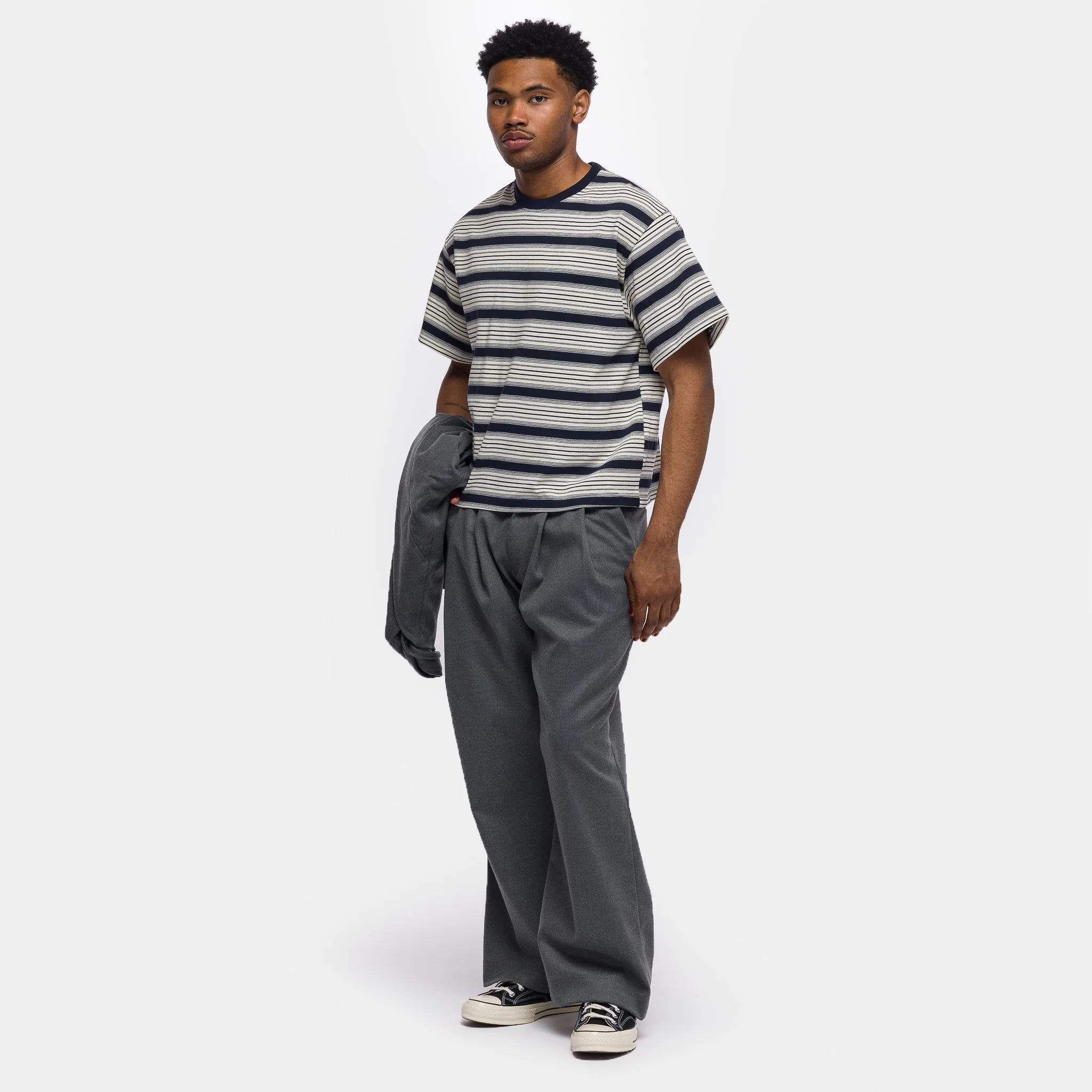 Signature Cropped T-Shirt in Blue Stripe - Image 2