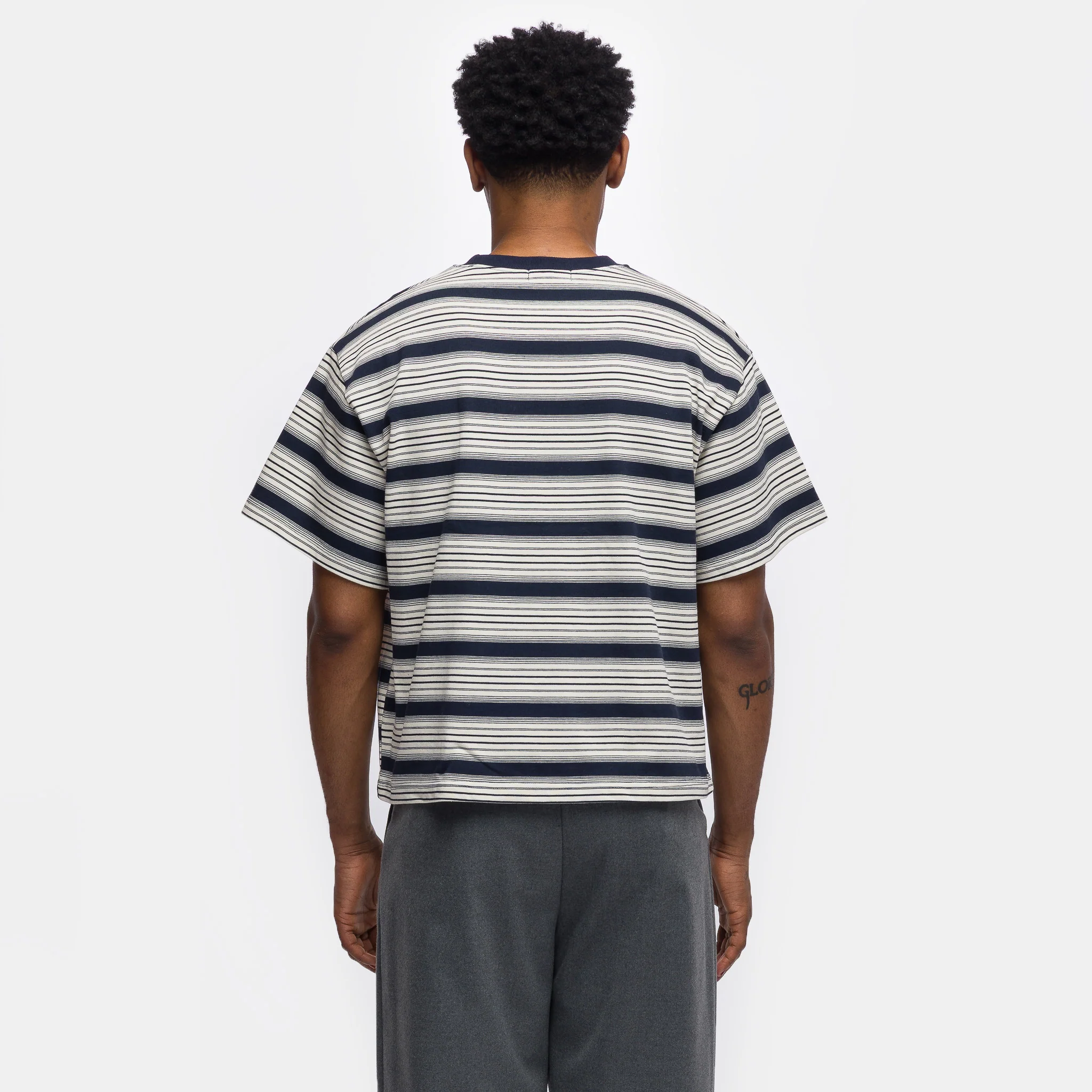 Signature Cropped T-Shirt in Blue Stripe - Image 3