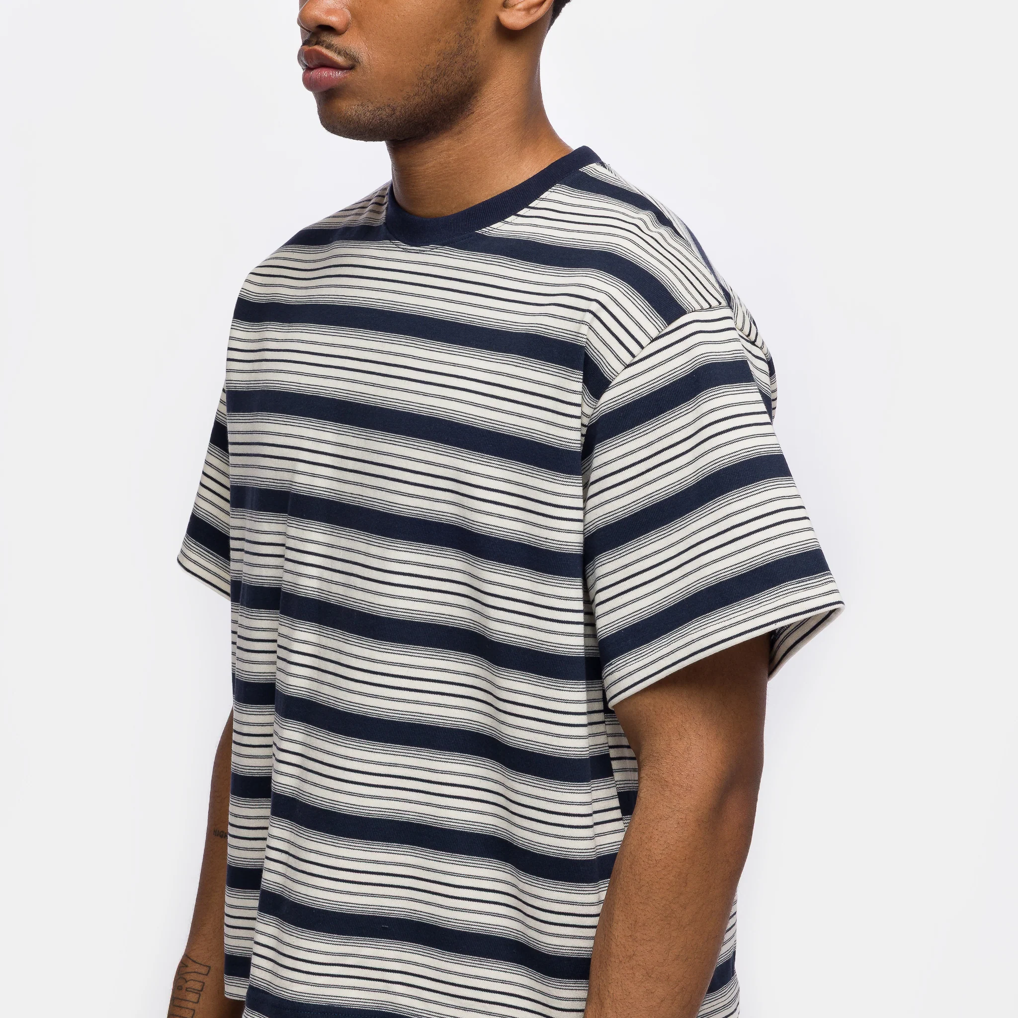 Signature Cropped T-Shirt in Blue Stripe - Image 4
