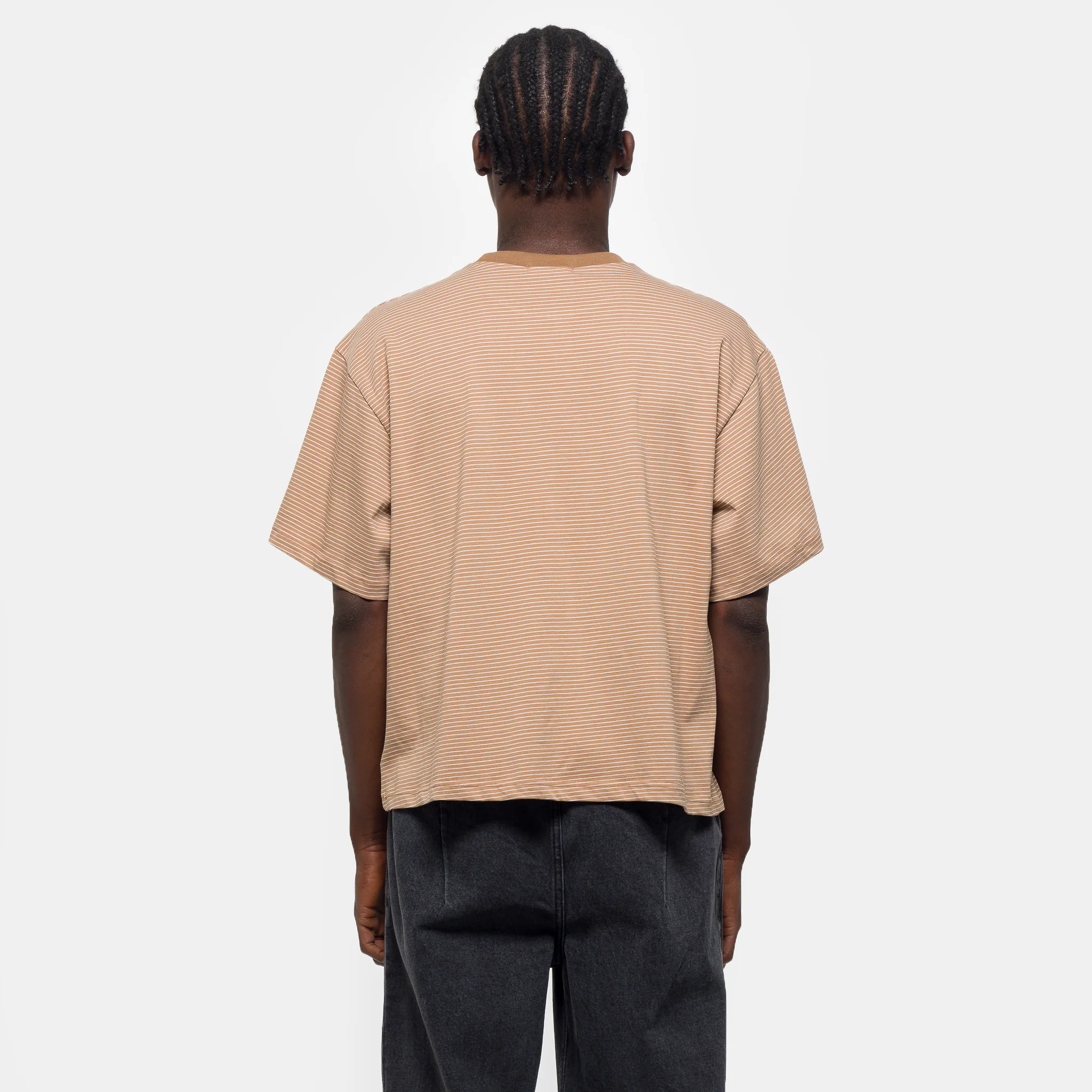 Signature Cropped T-Shirt in Brown Stripe - Image 3