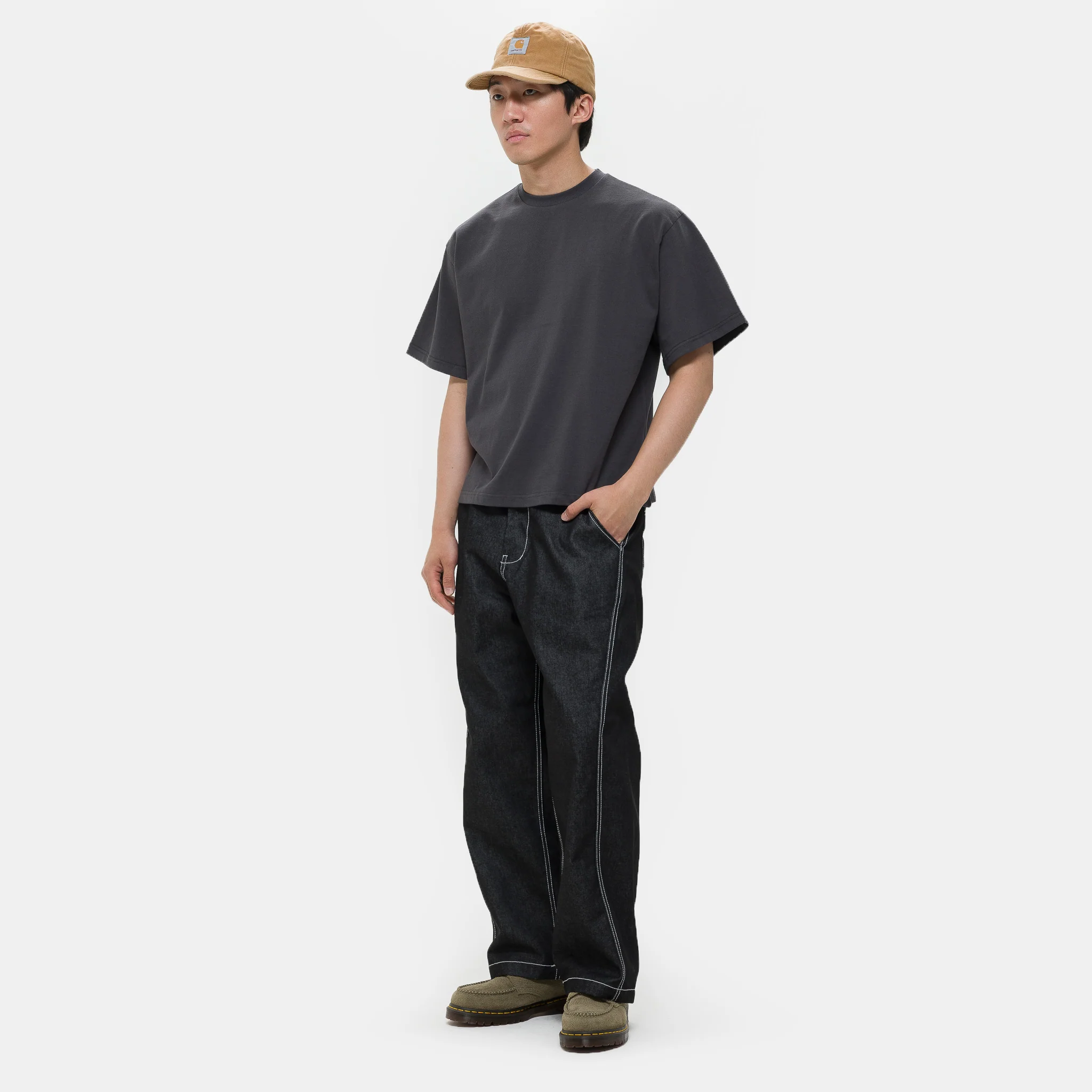 Signature Cropped T-Shirt in Charcoal - Image 2