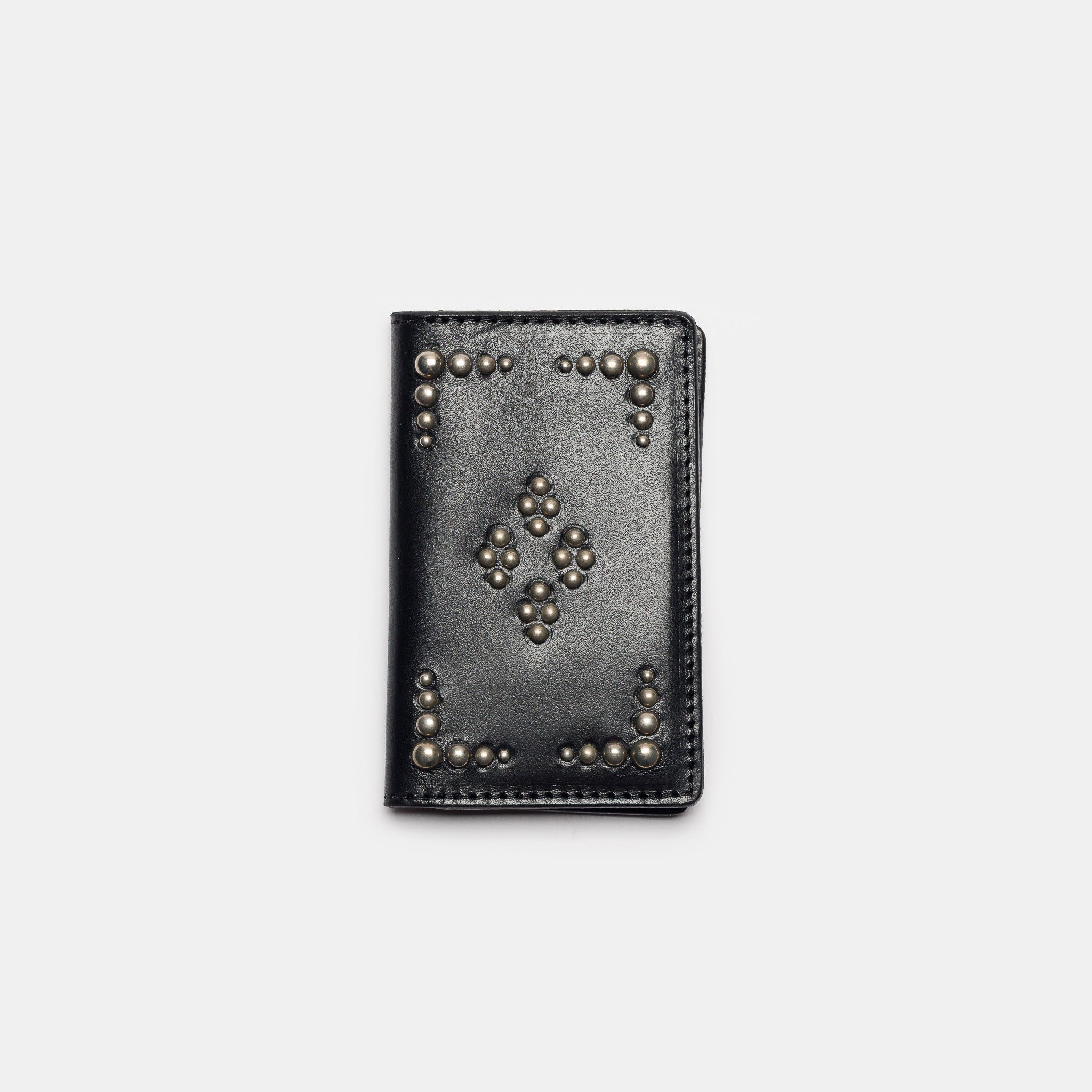 Silvio Studded Wallet in Black Cowhide