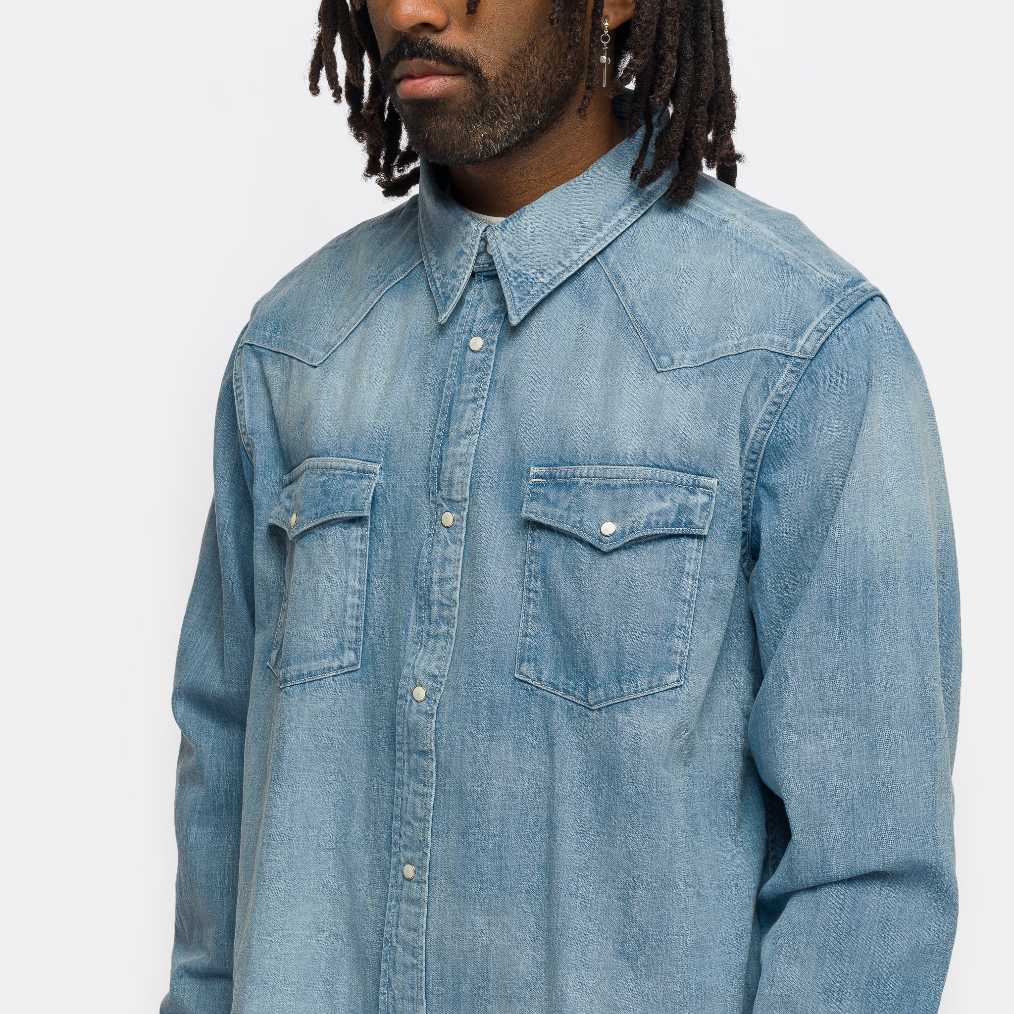 Social Sculpture DMGD Shirt in Light Indigo - Image 4