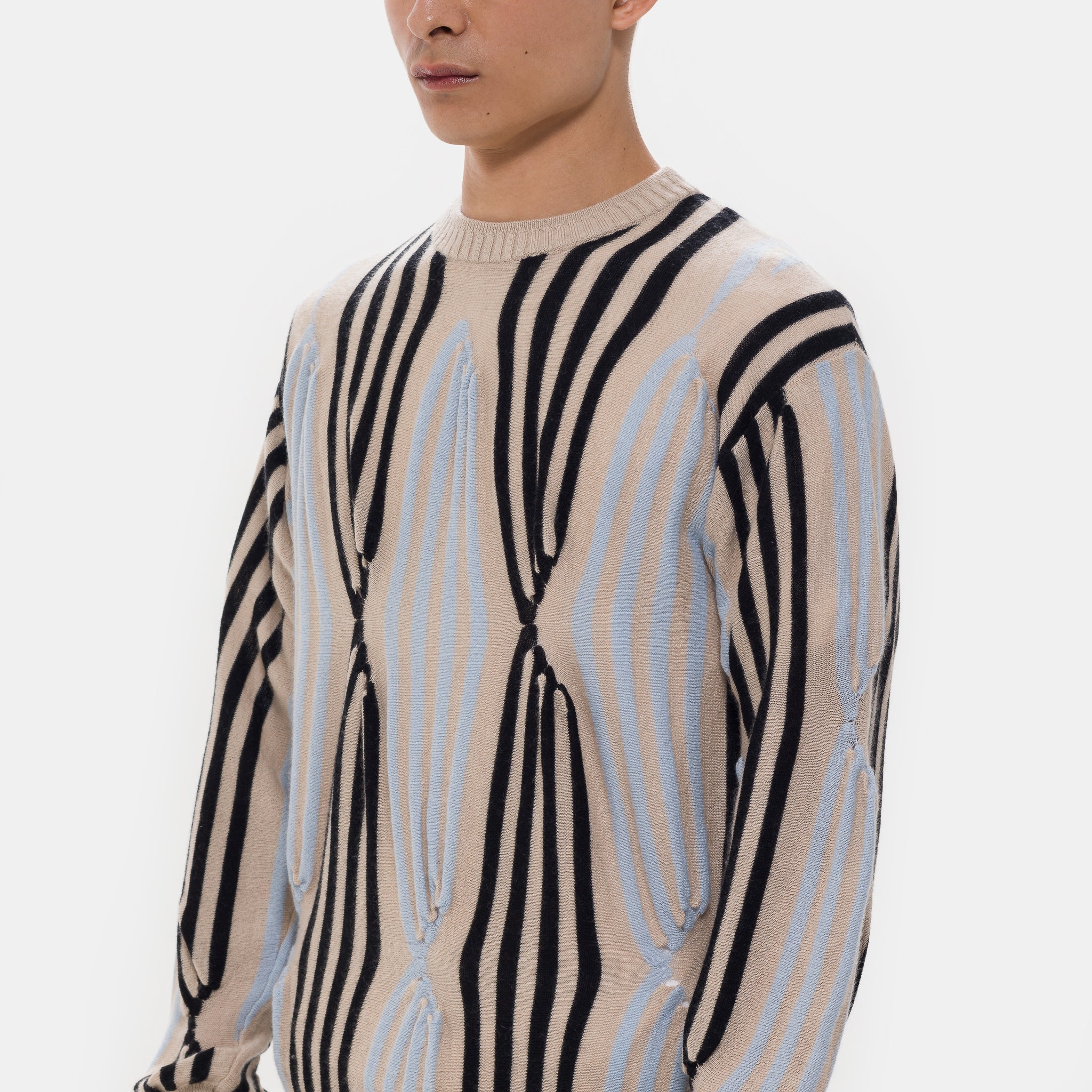 Solix Jumper in Beige/Black/Light Blue - Image 4