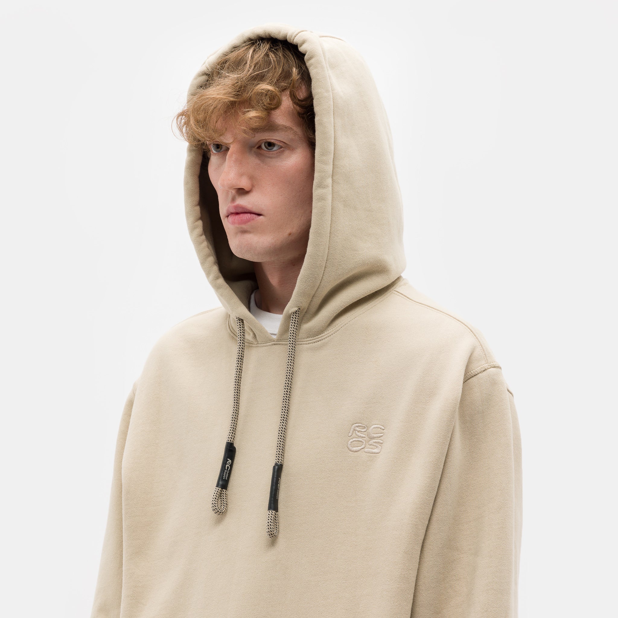 Stack Logo Embroidered Hoodie in Khaki - Image 4