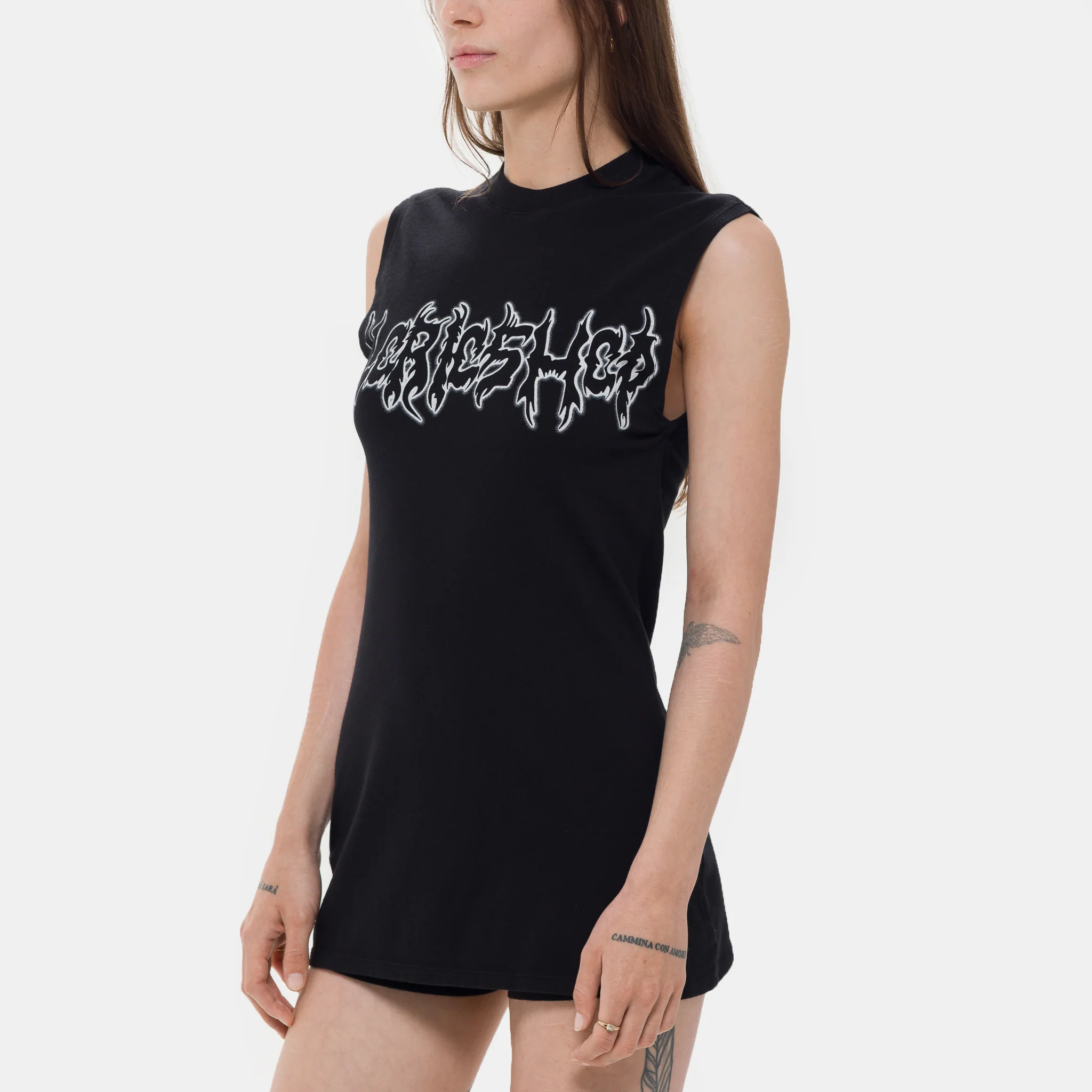 Super Bad Jersey Dress and  Hotpants in Faded Black - Image 6