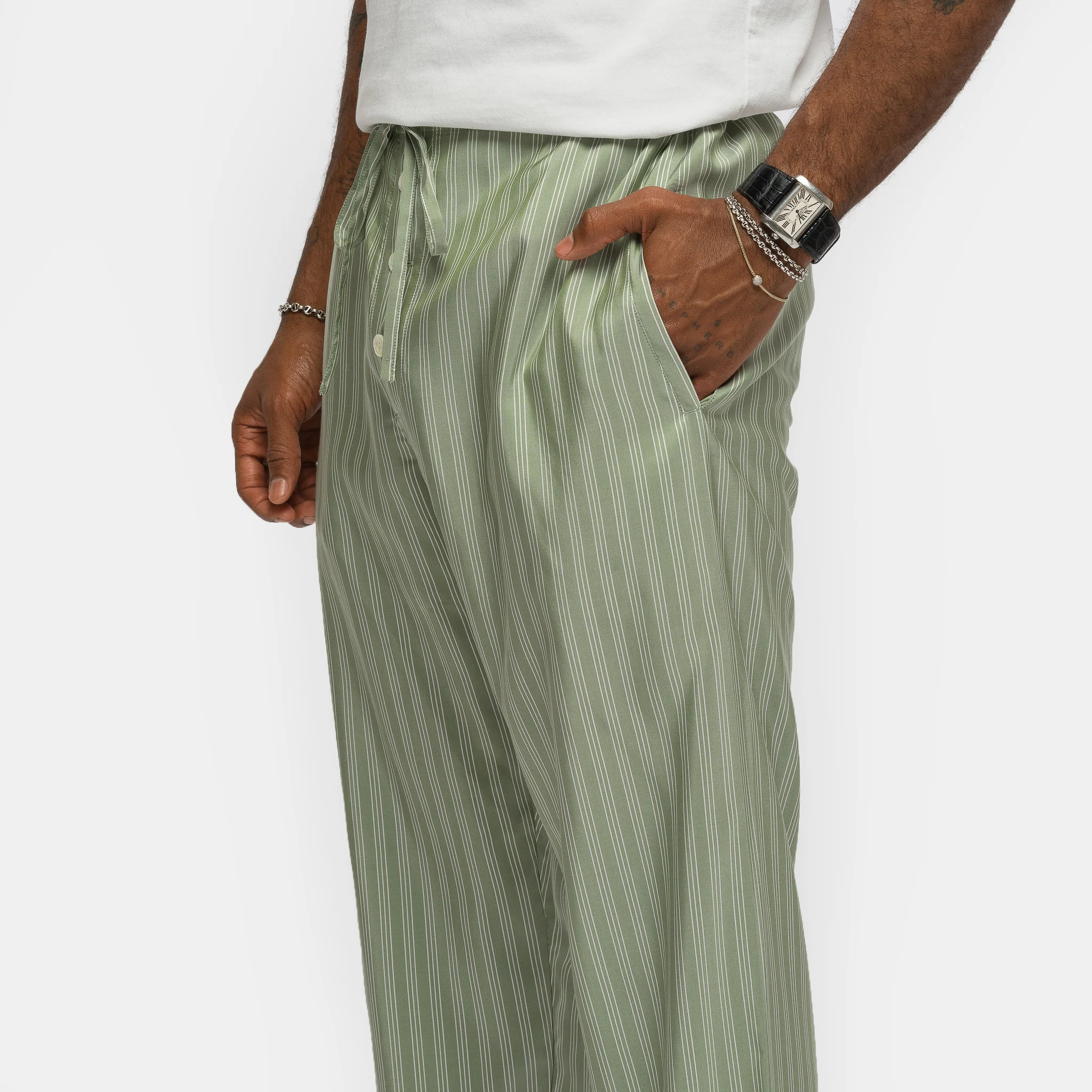 Sylvan Stripe Pajama Pant in Green - Image 4
