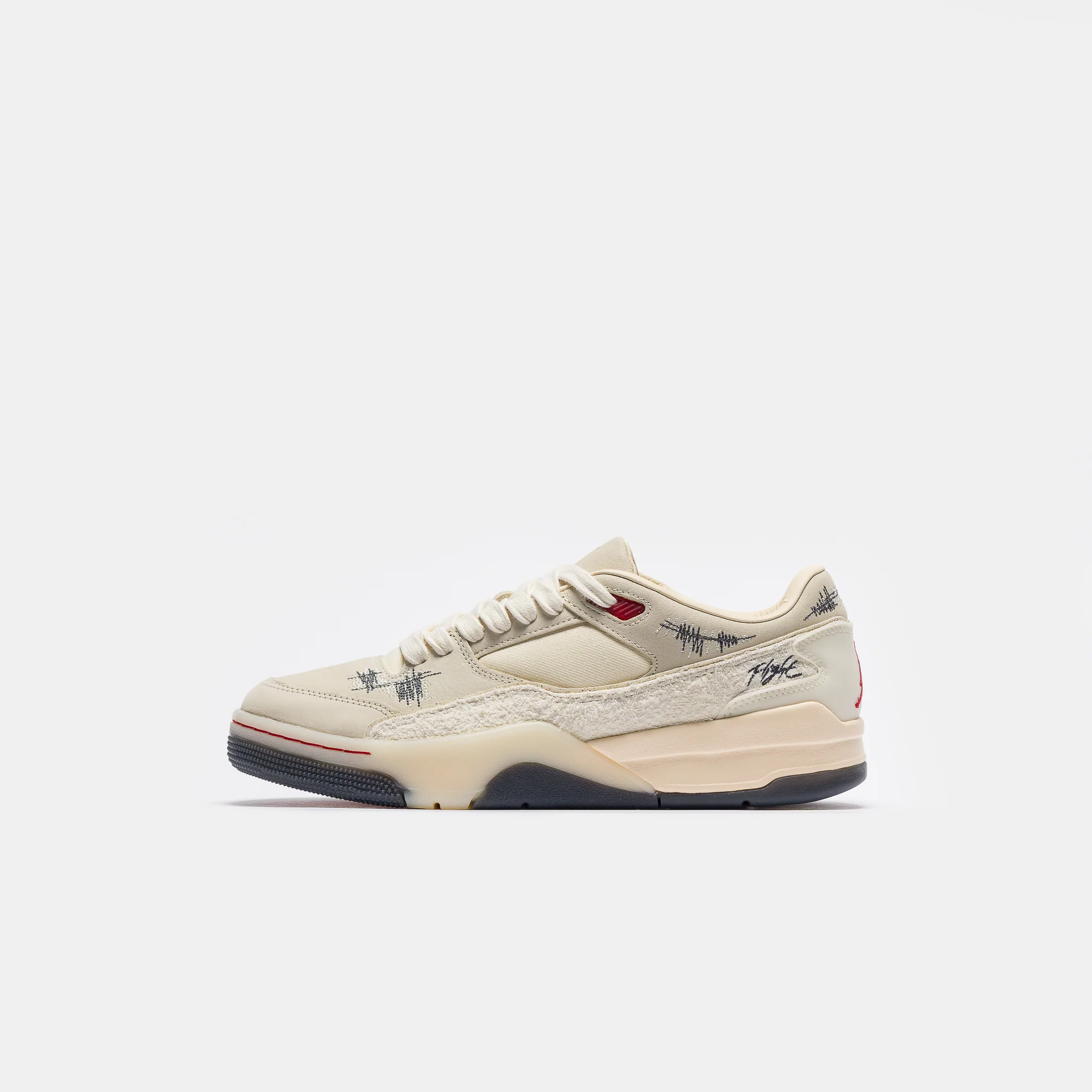 Téla Flight Court Sneaker in Coconut Milk/Varsity Red/Muslin/Off Noir