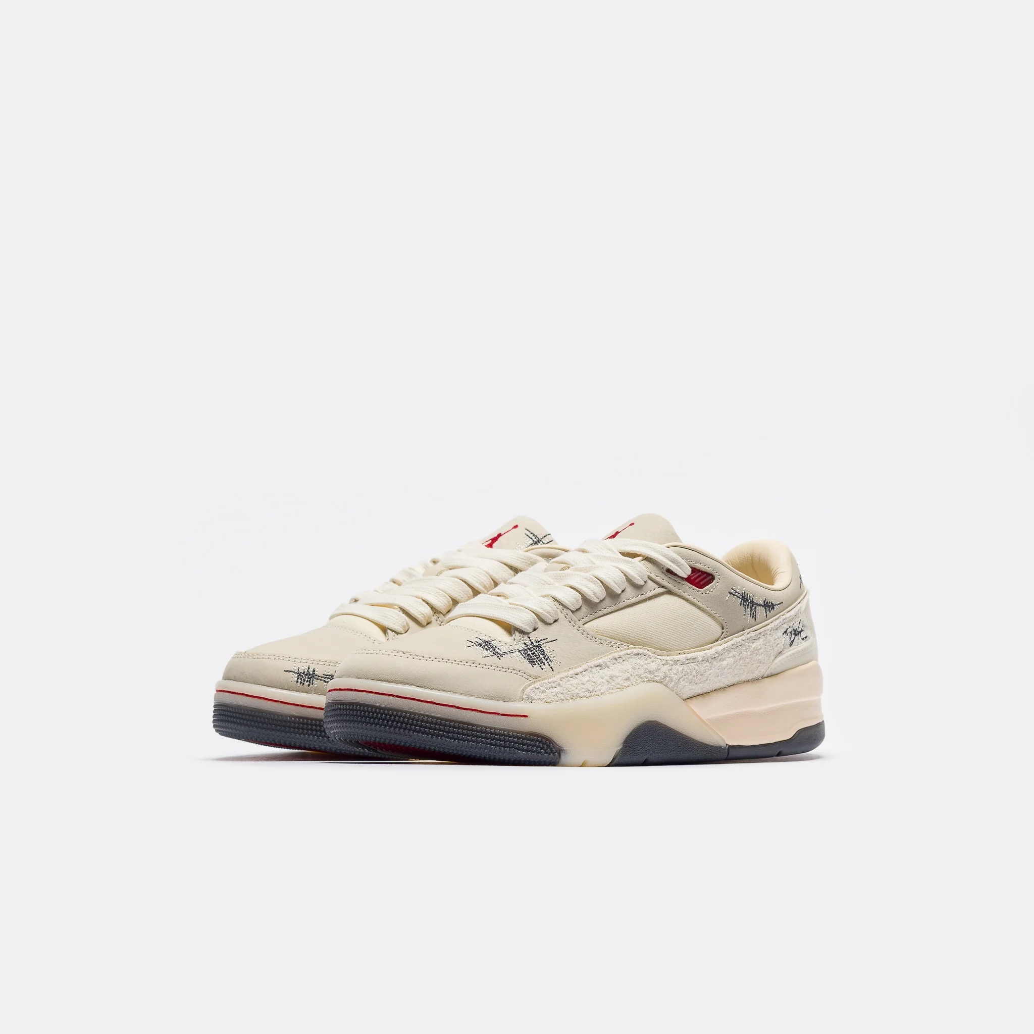 Téla Flight Court Sneaker in Coconut Milk/Varsity Red/Muslin/Off Noir - Image 2