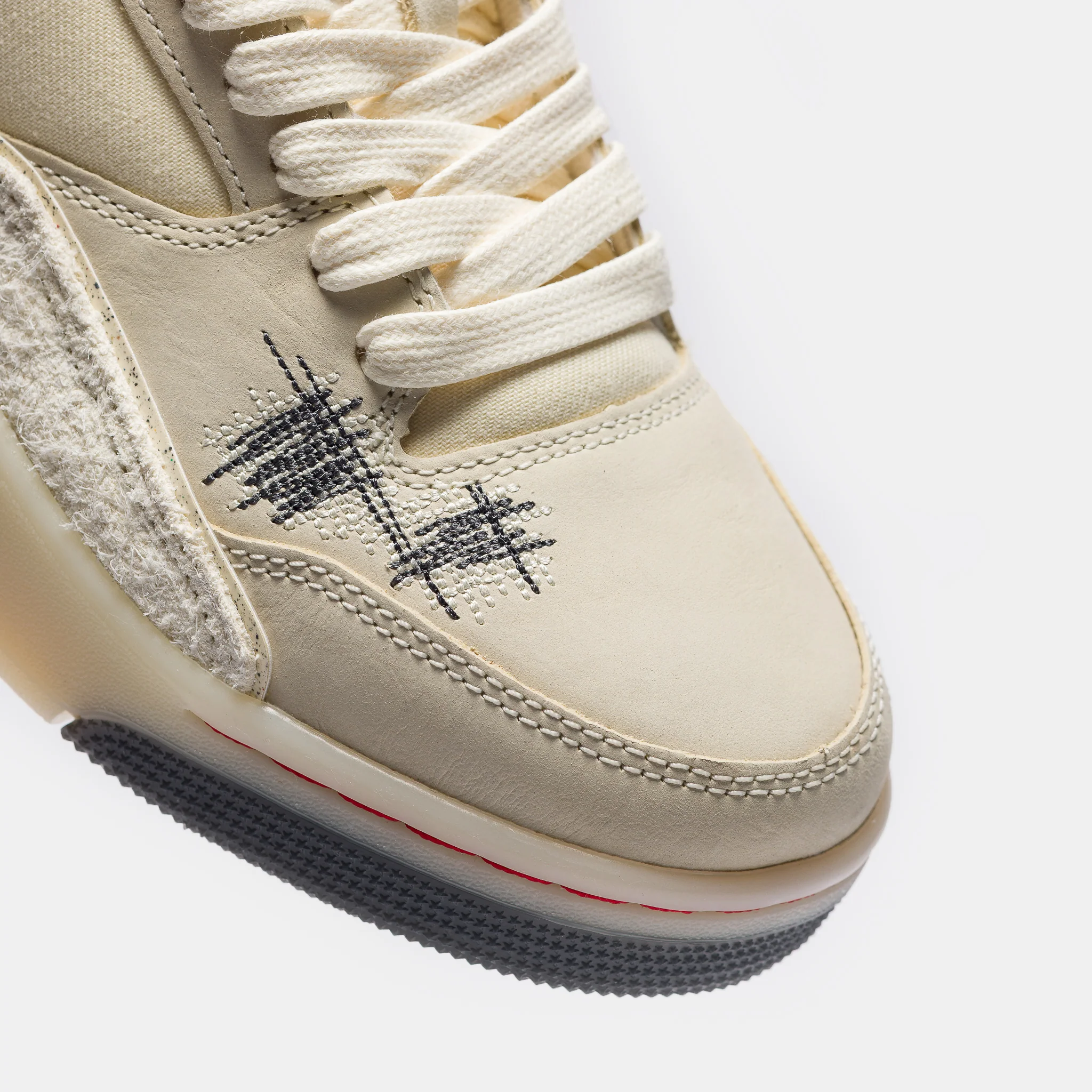 Téla Flight Court Sneaker in Coconut Milk/Varsity Red/Muslin/Off Noir - Image 6