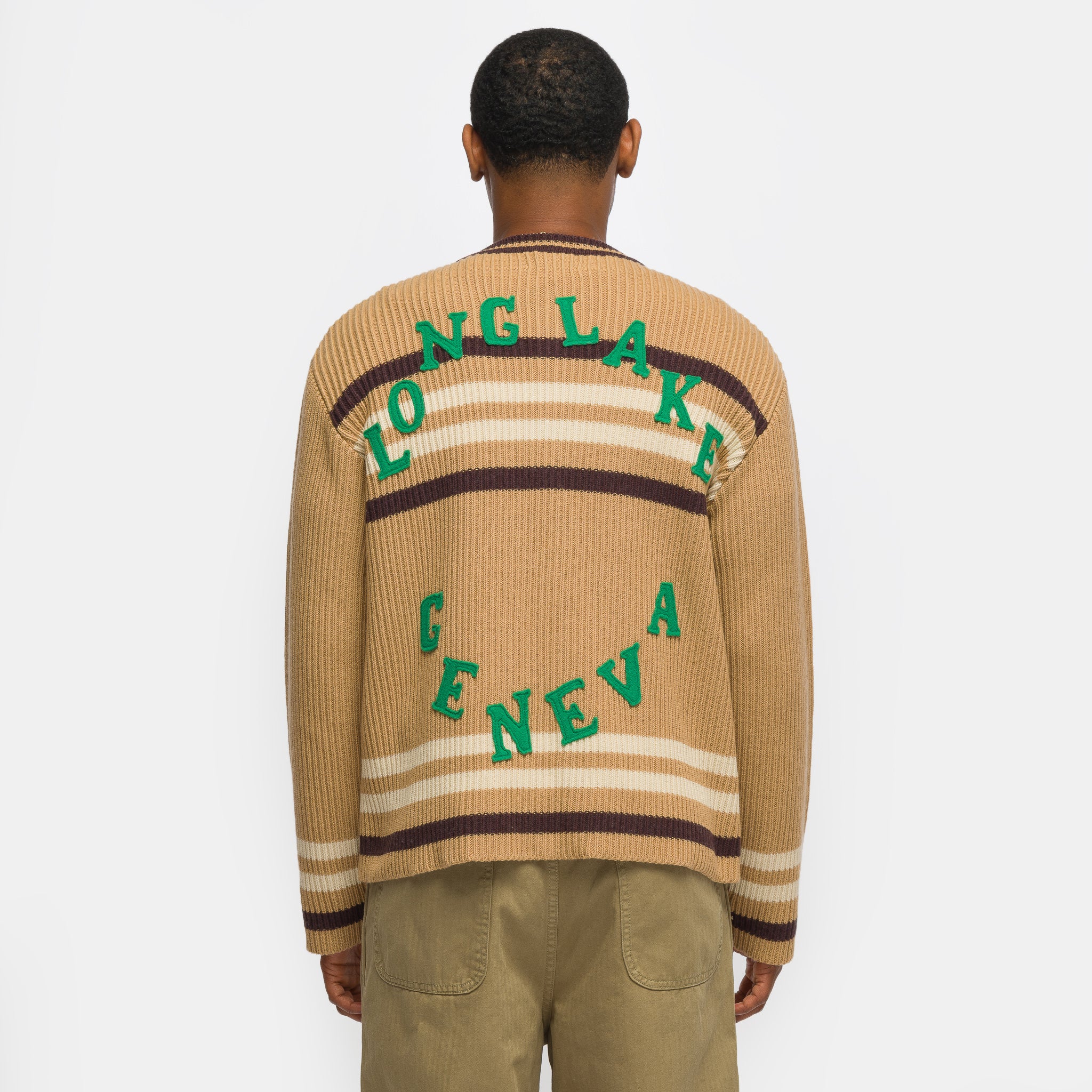Timber Stripe Cardigan in Tan - Image 3