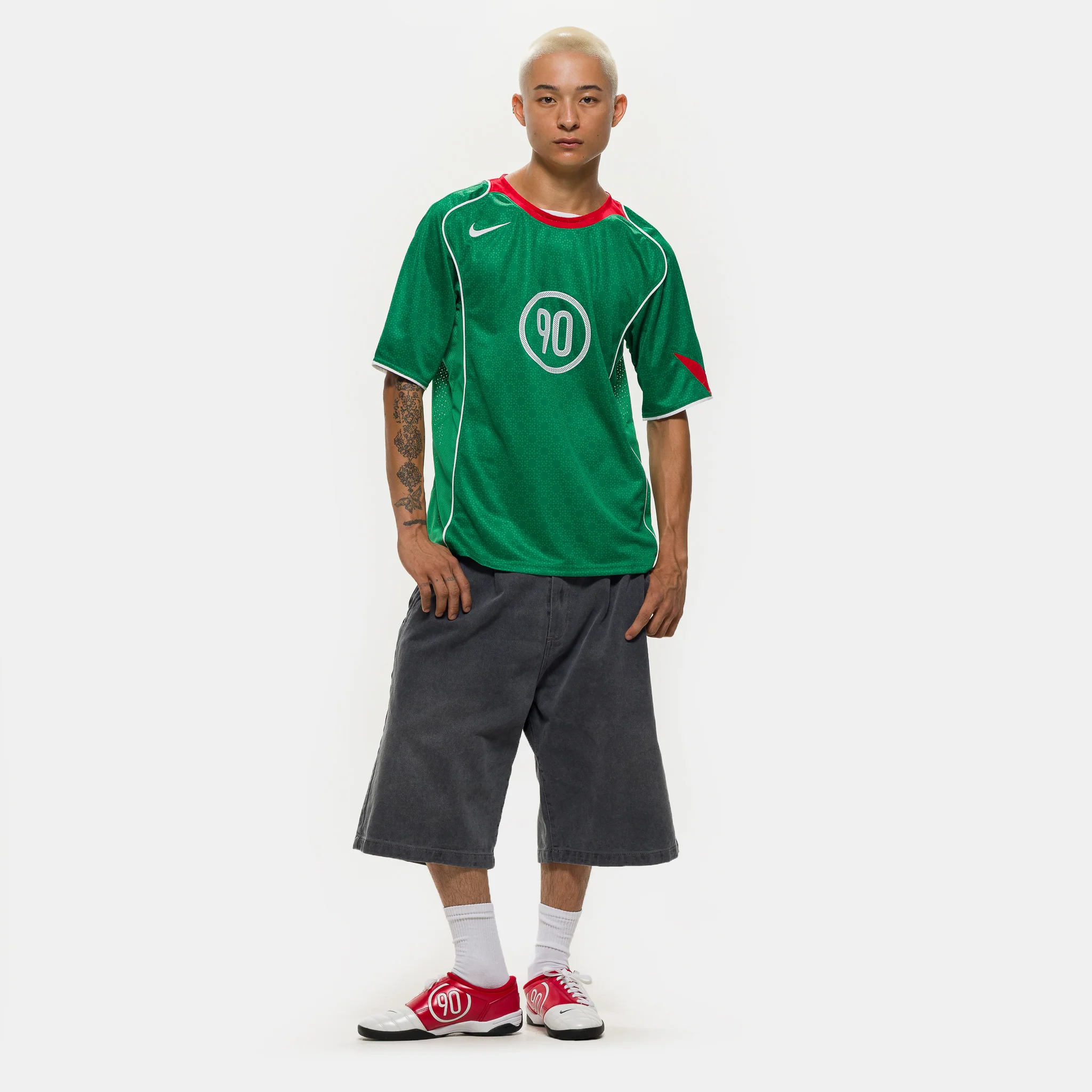 Total 90 Dri-FIT Soccer Jersey in Classic Green/Sport Red/White - Image 2