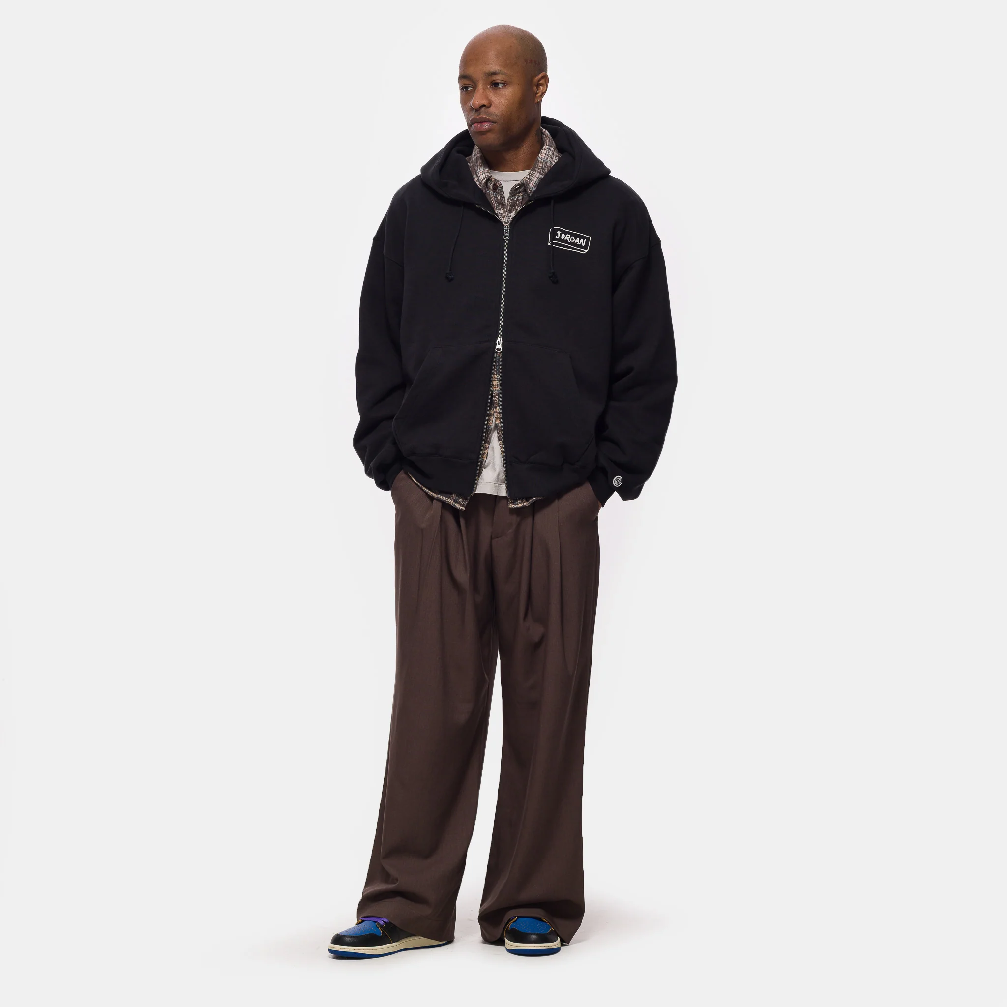 Union x Fragment Full-Zip Hoodie in Black/Sail - Image 2