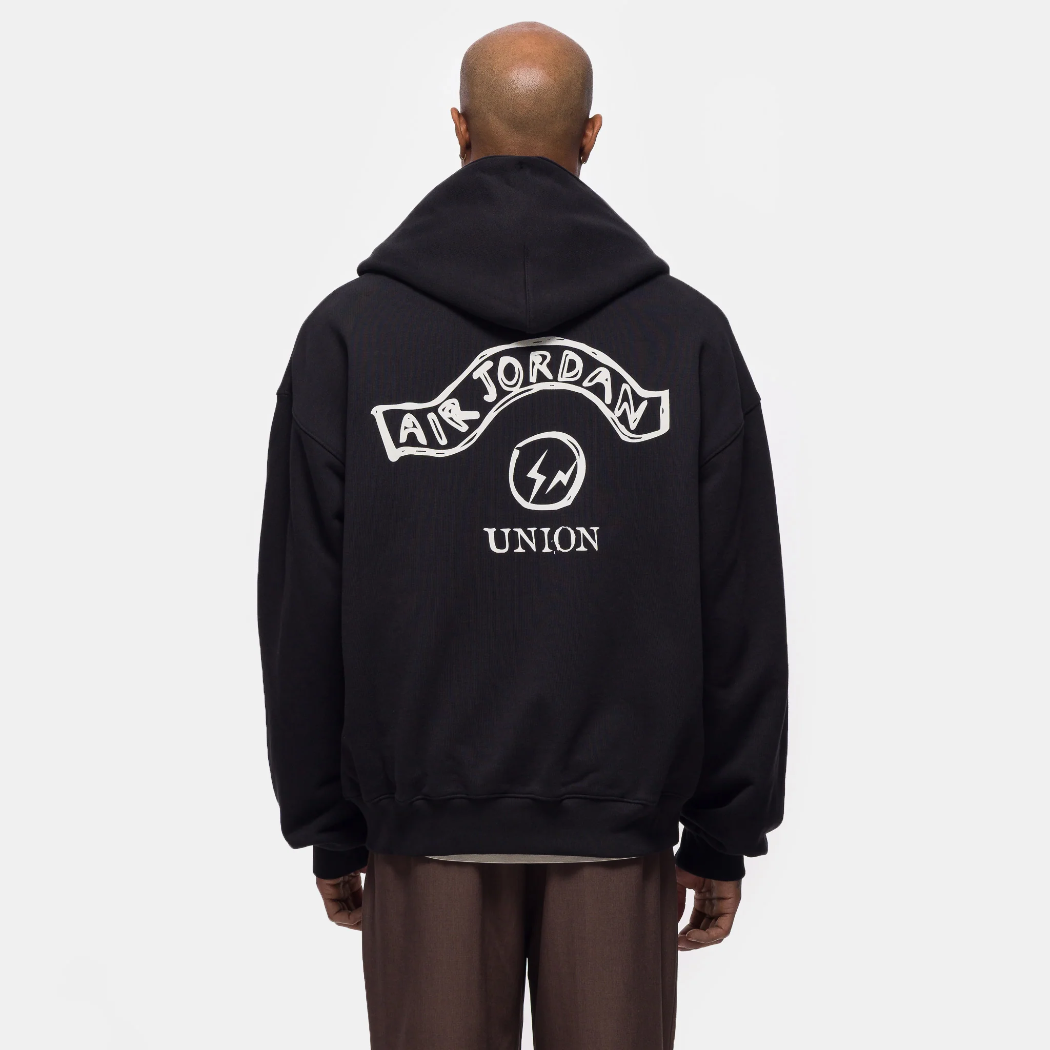Union x Fragment Full-Zip Hoodie in Black/Sail - Image 3
