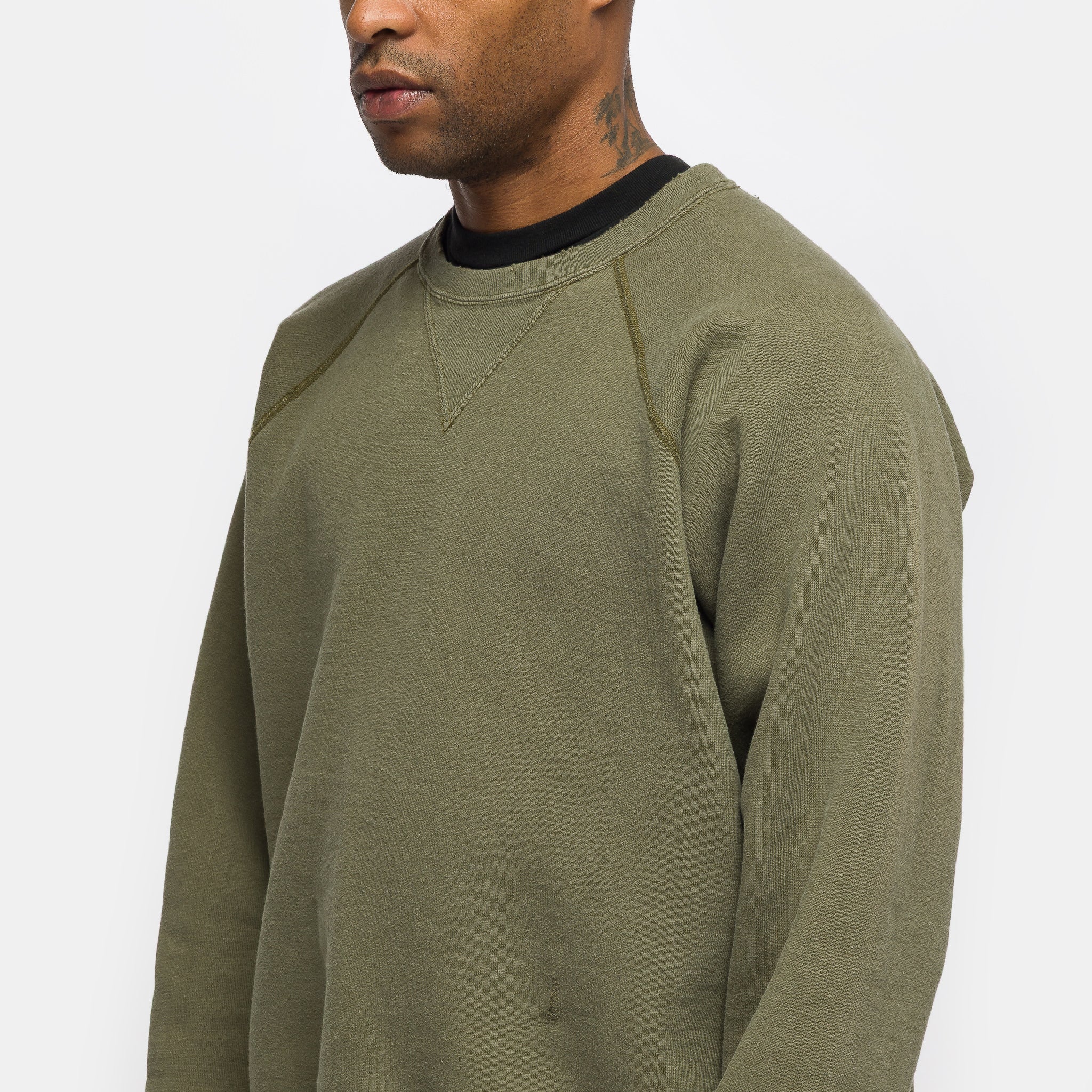 Vintage Double V Sweatshirt in Olive - Image 4