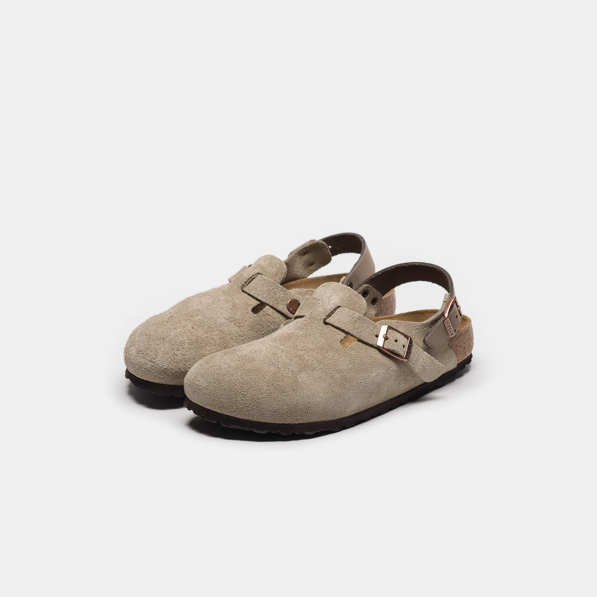 Womens Tokio Suede Clog in Taupe - Image 3