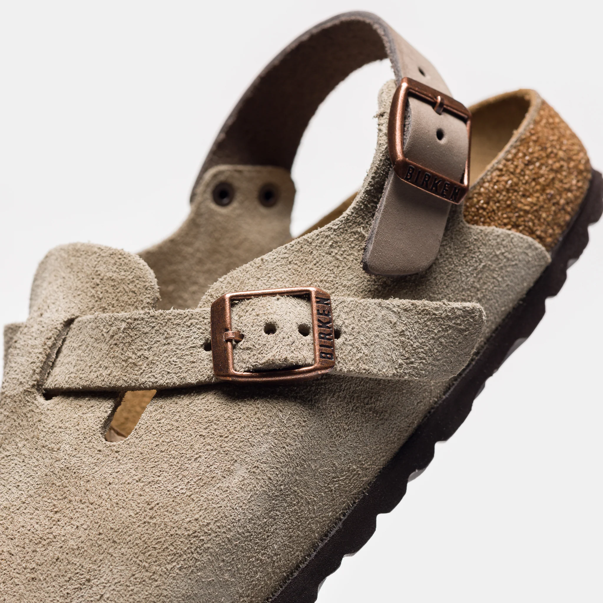 Womens Tokio Suede Clog in Taupe - Image 5