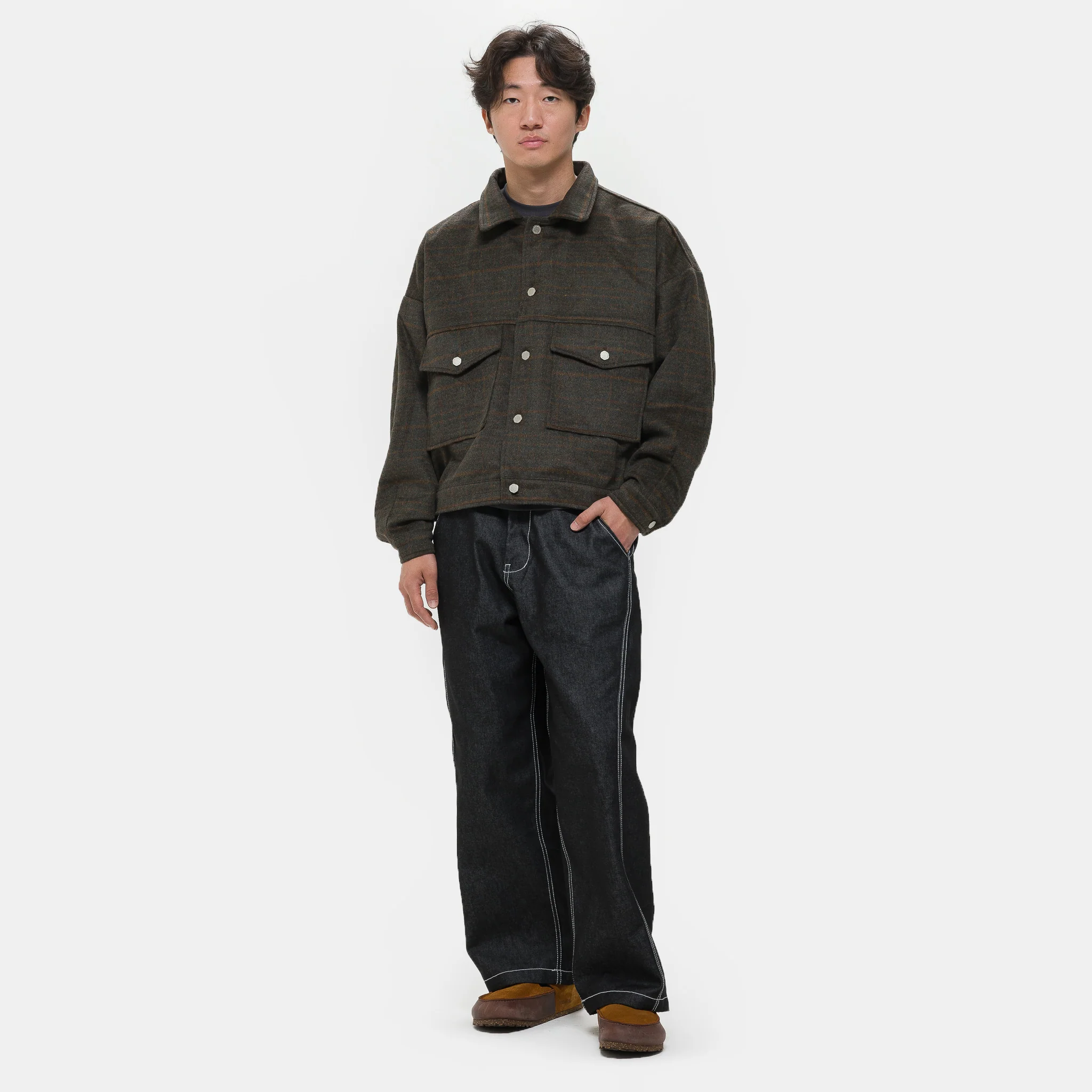 Wool Checkered Jacket in Brown - Image 2